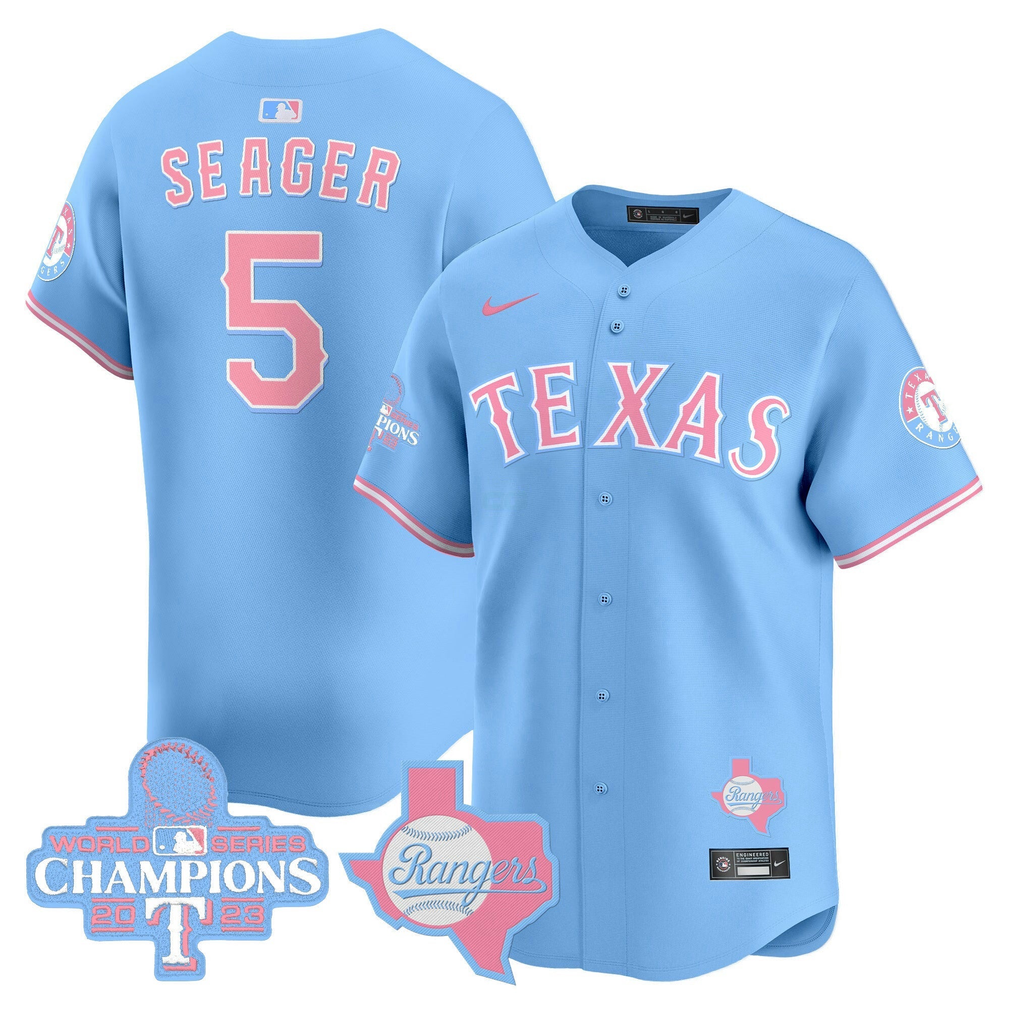 Camisa MLB Unisex Texas Bubblegum Pink Vapor Premier Limited Jersey