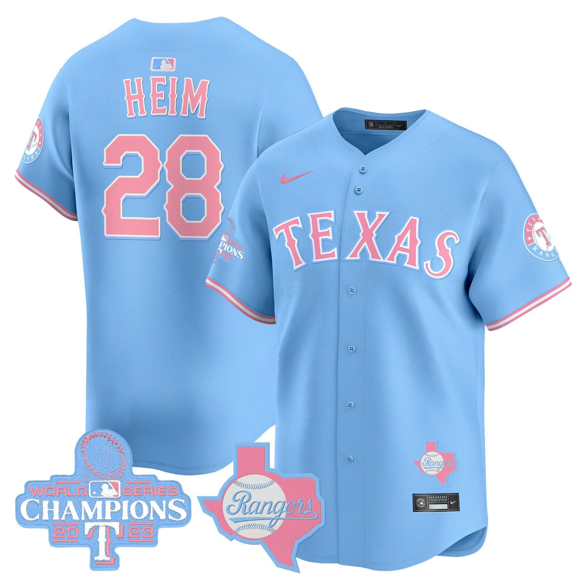 Camisa MLB Unisex Texas Bubblegum Pink Vapor Premier Limited Jersey
