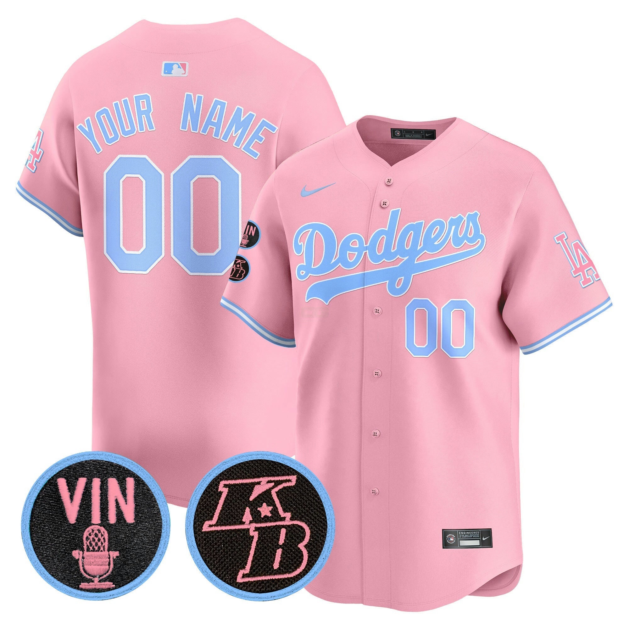 Camisa MLB Unisex Vin & Kobe Patch Bubblegum Pink Vapor Premier Limited Jersey