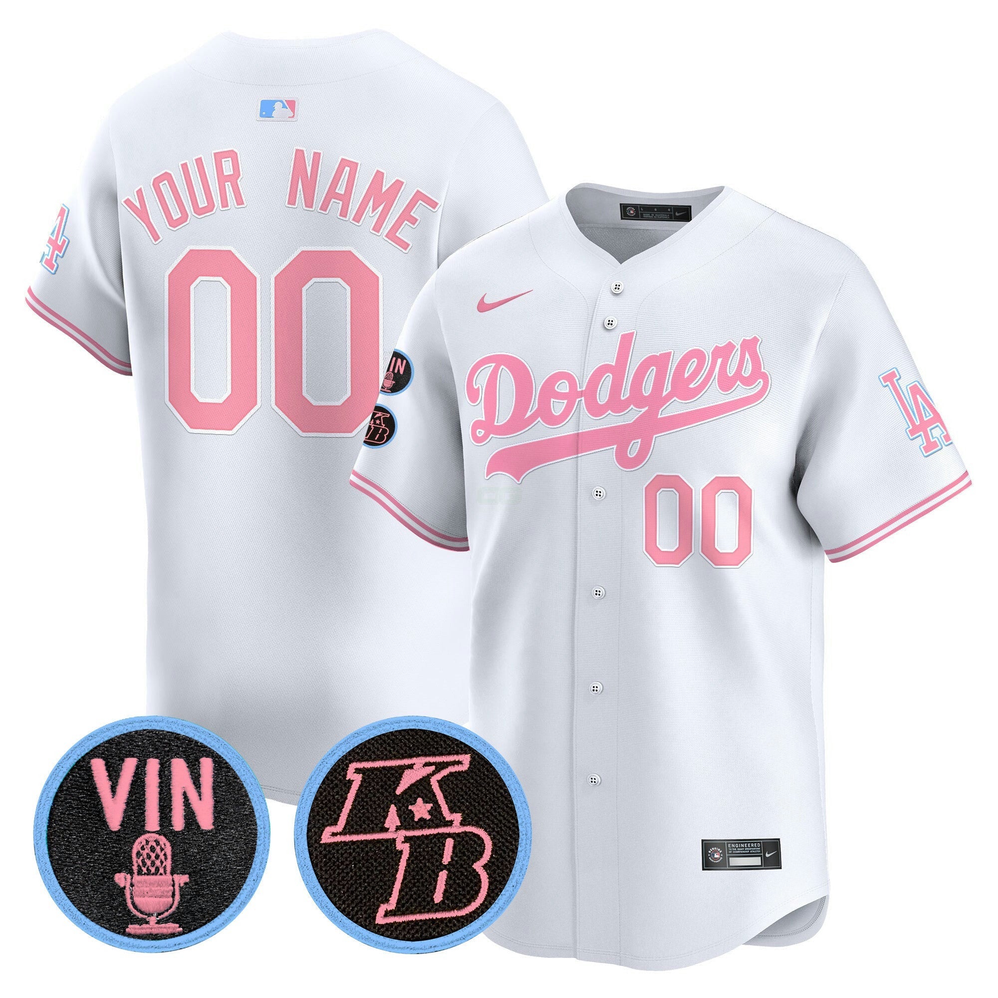 Camisa MLB Unisex Vin & Kobe Patch Bubblegum Pink Vapor Premier Limited Jersey