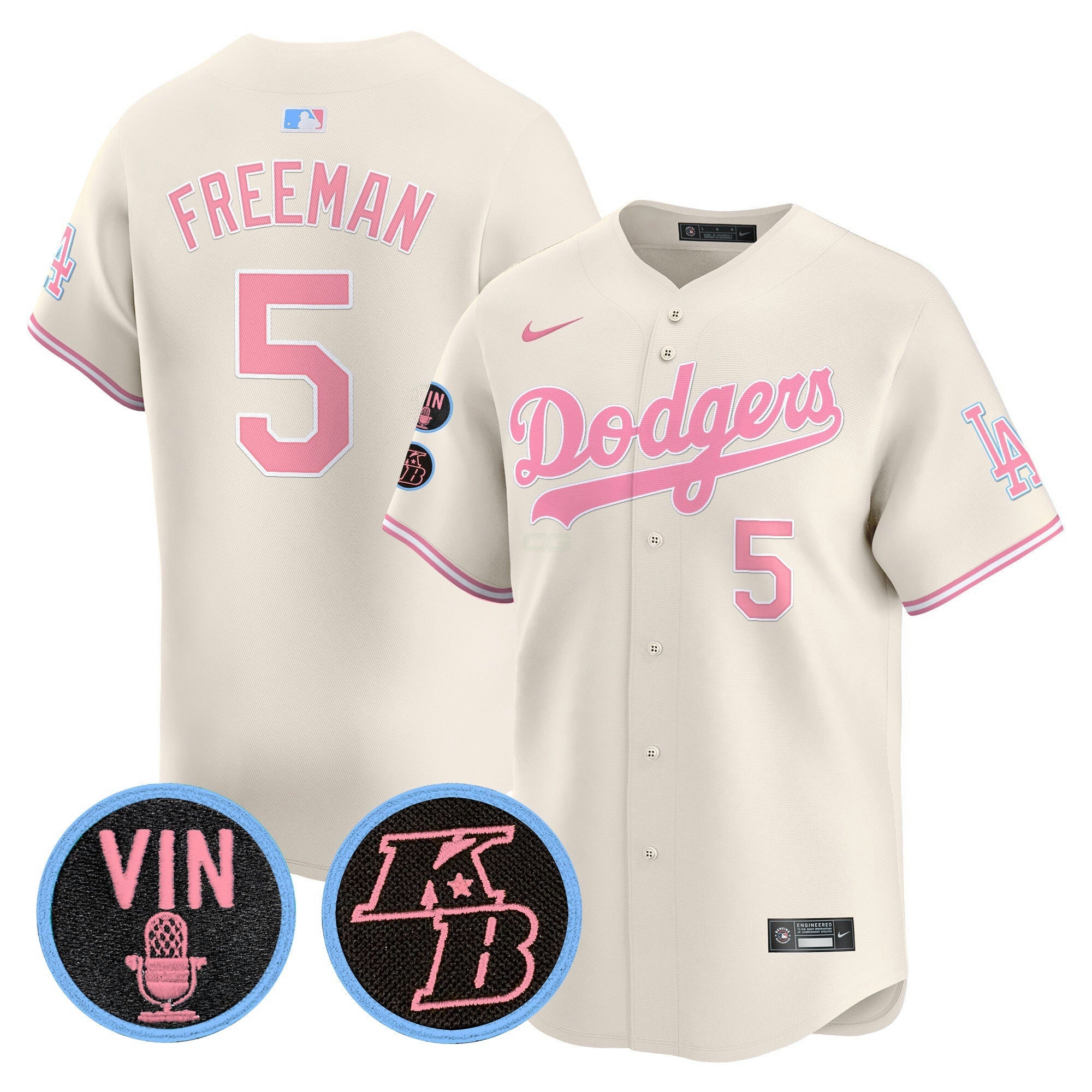 Camisa MLB Unisex Vin & Kobe Patch Bubblegum Pink Vapor Premier Limited Jersey