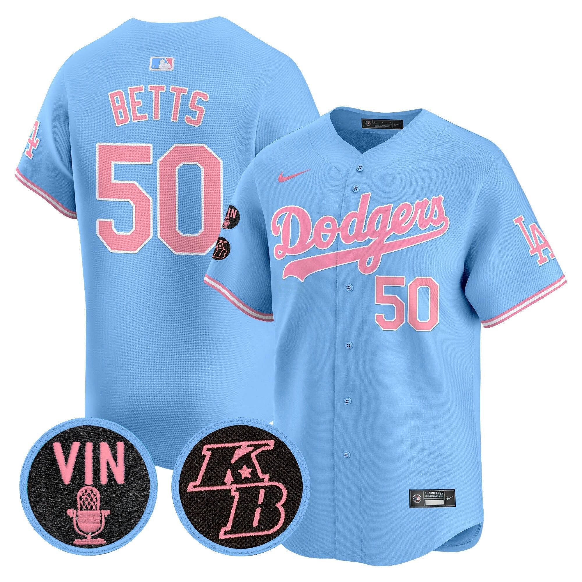 Camisa MLB Unisex Vin & Kobe Patch Bubblegum Pink Vapor Premier Limited Jersey