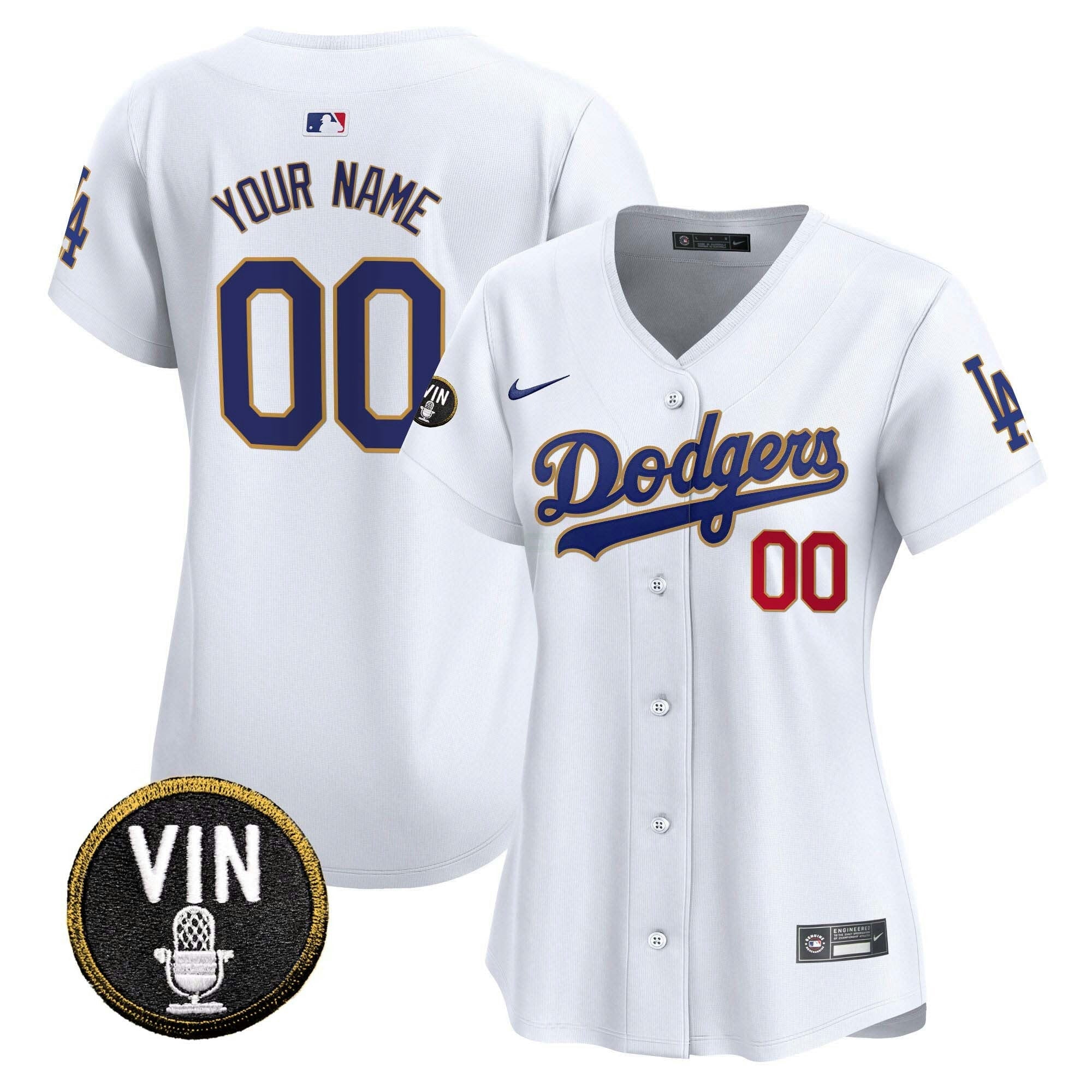 Camisa MLB Vin Scully Patch Dourada Trim Vapor Premier Limited Jersey