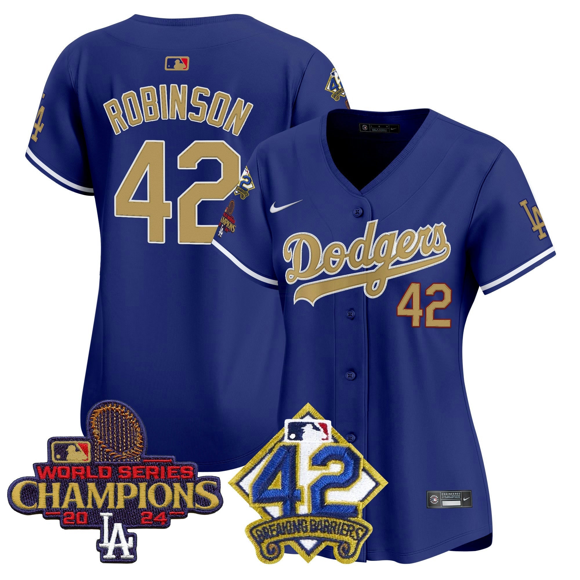 Camisa MLB Women’s 2024 World Series Champions & Jackie Robinson Patch Vapor Premier Limited Jersey