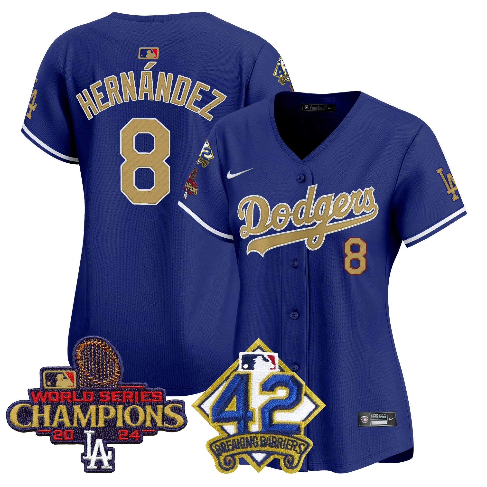 Camisa MLB Women’s 2024 World Series Champions & Jackie Robinson Patch Vapor Premier Limited Jersey