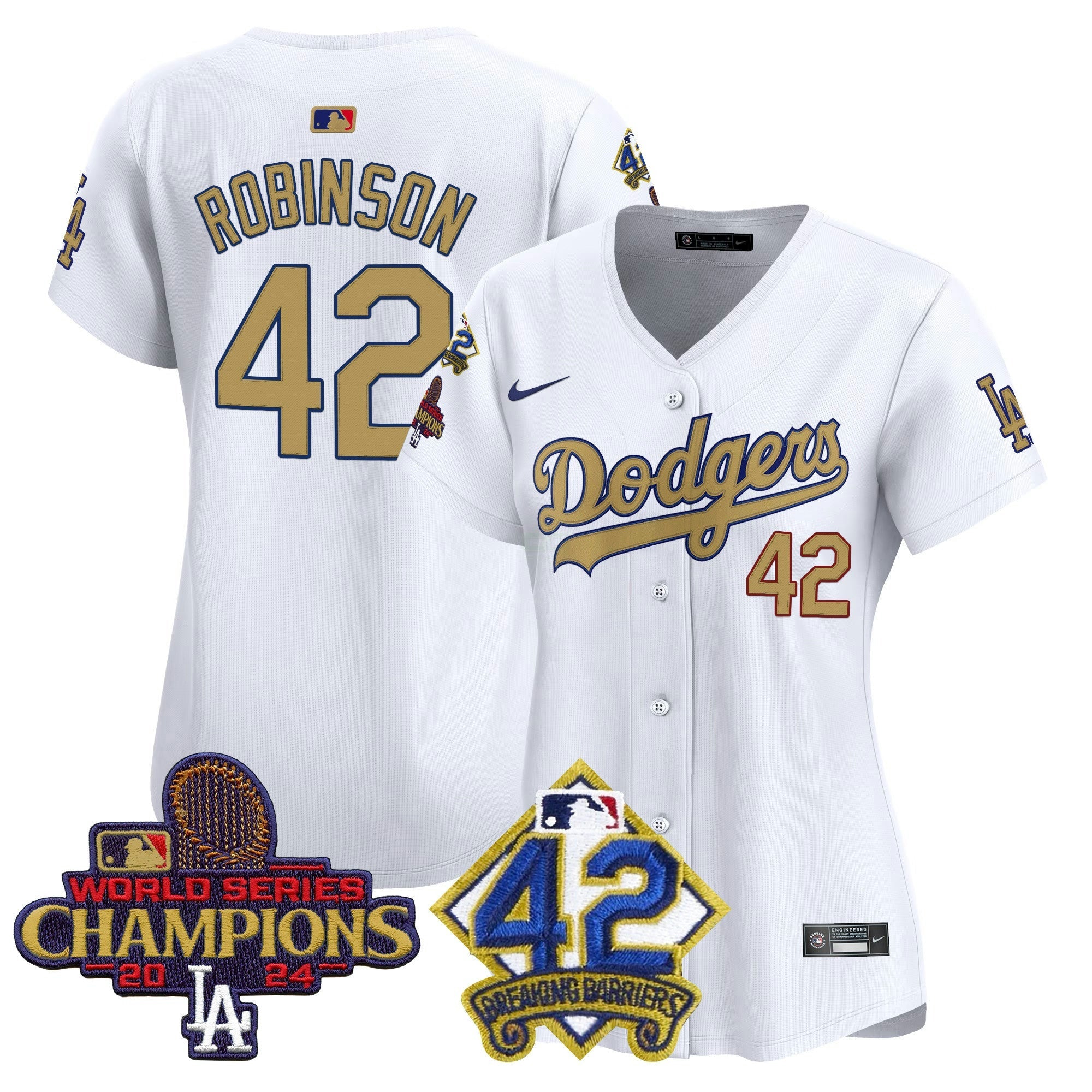 Camisa MLB Women’s 2024 World Series Champions & Jackie Robinson Patch Vapor Premier Limited Jersey