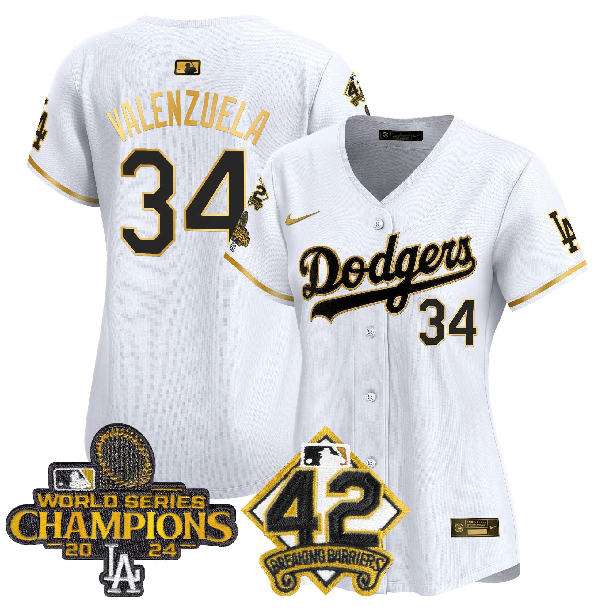 Camisa MLB Women’s 2024 World Series Champions & Jackie Robinson Patch Vapor Premier Limited Jersey