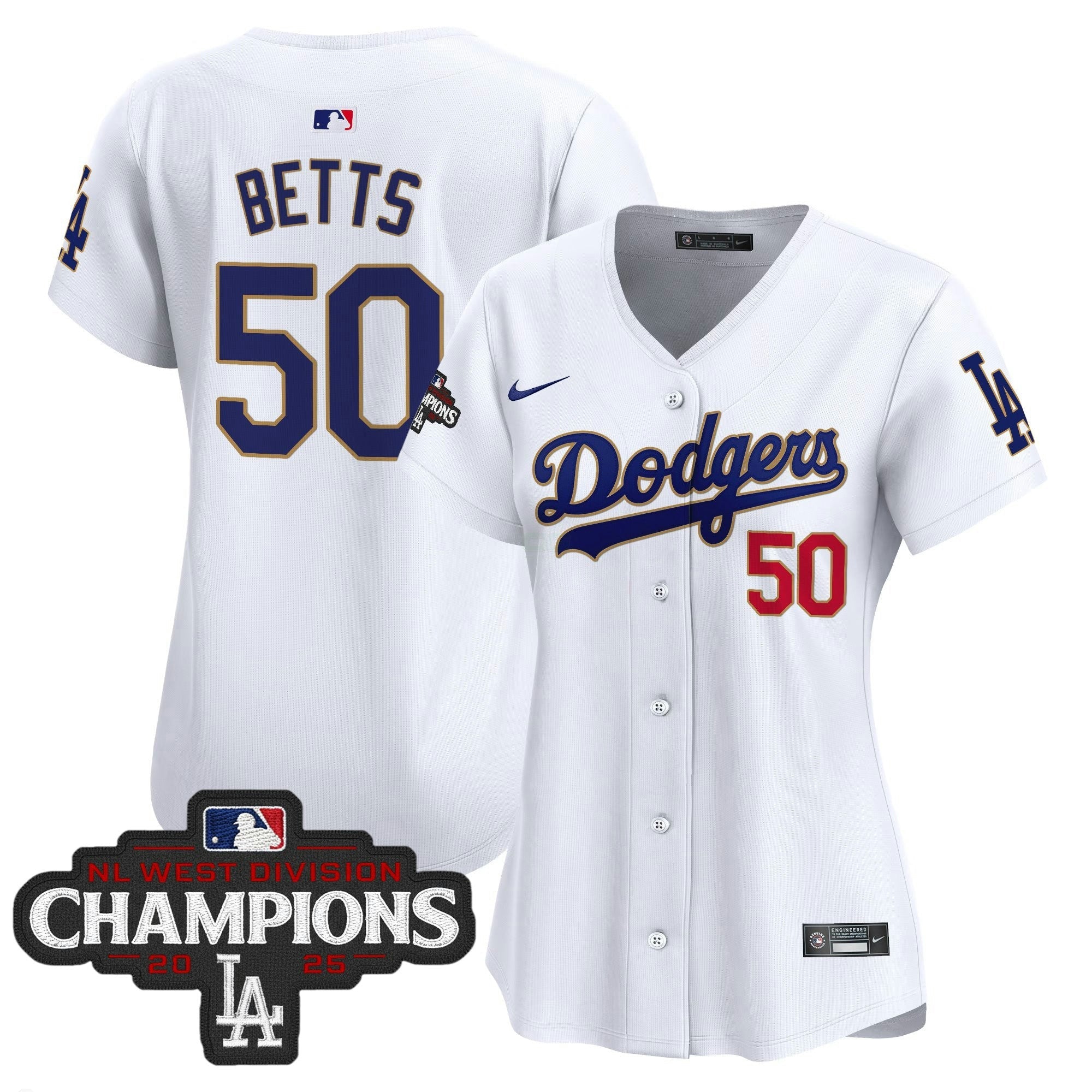 Camisa MLB Women’s 2025 NL West Division Champions Patch Dourada Trim Vapor Premier Limited Jersey