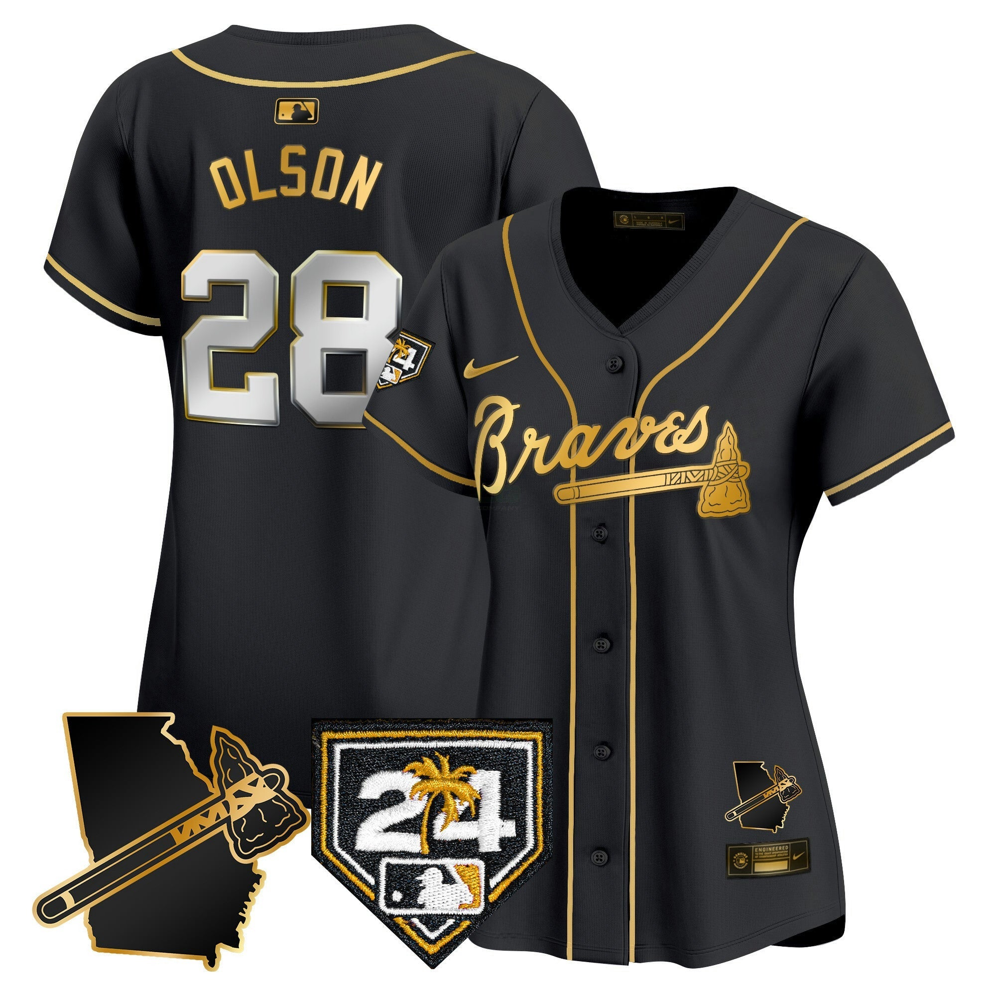 Camisa MLB Women’s Atlanta 2024 Spring Training & Georgia Patch Vapor Premier Limited Jersey