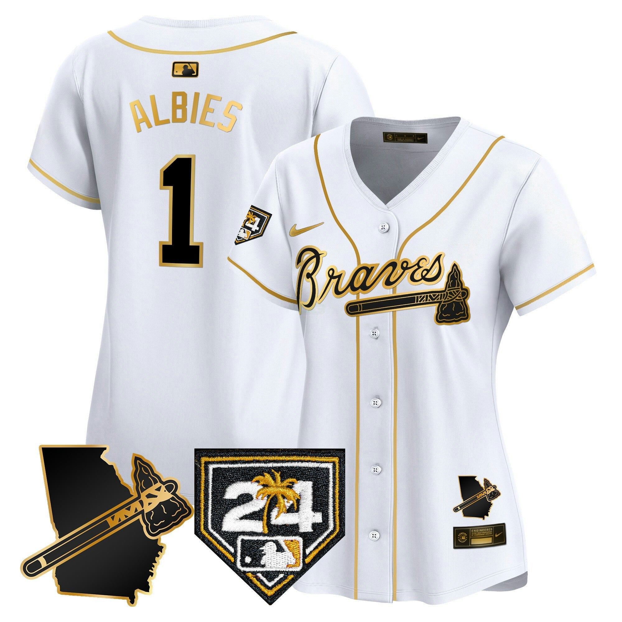 Camisa MLB Women’s Atlanta 2024 Spring Training & Georgia Patch Vapor Premier Limited Jersey