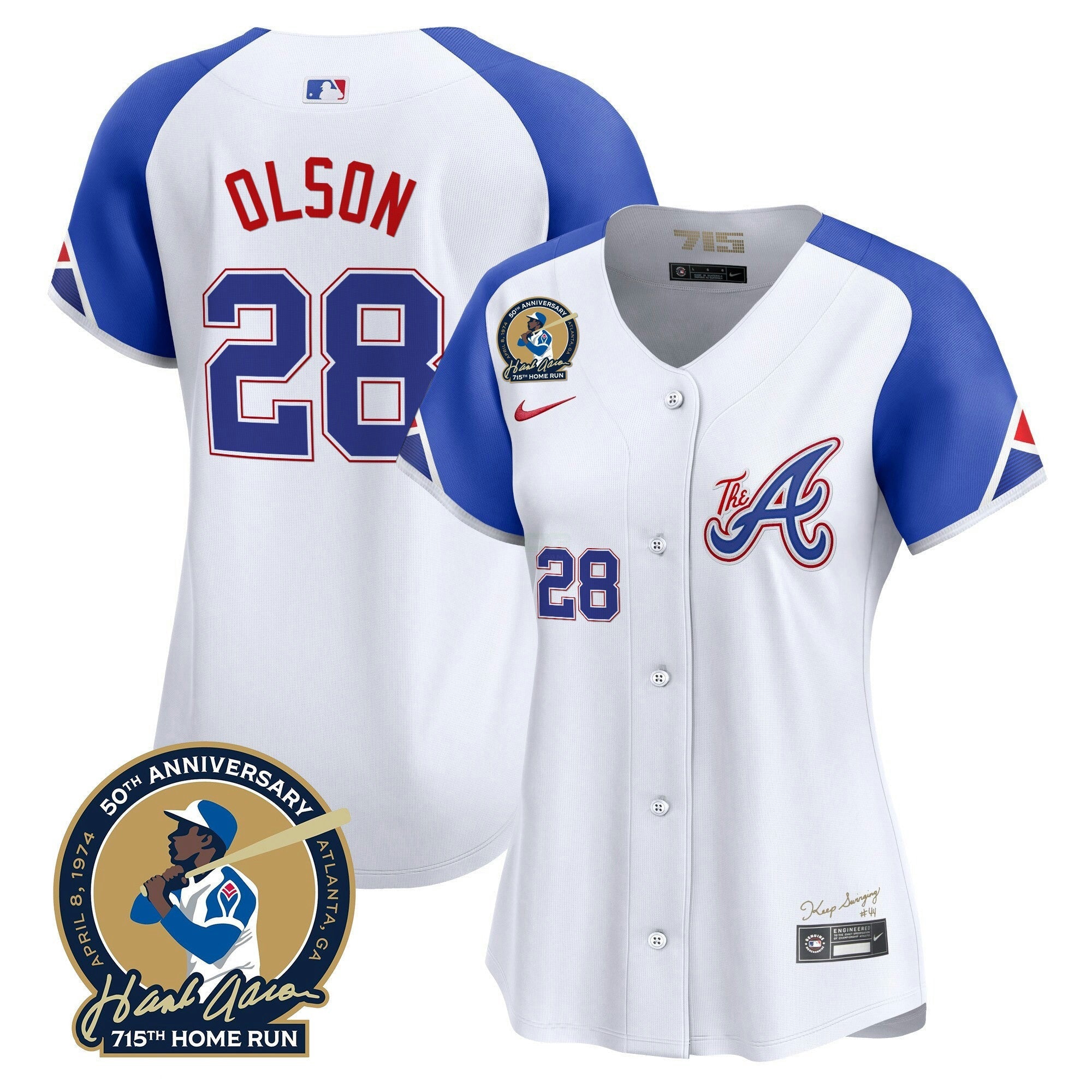 Camisa MLB Women’s Atlanta Hank Aaron 715th Home Run Patch Vapor Premier Limited Jersey