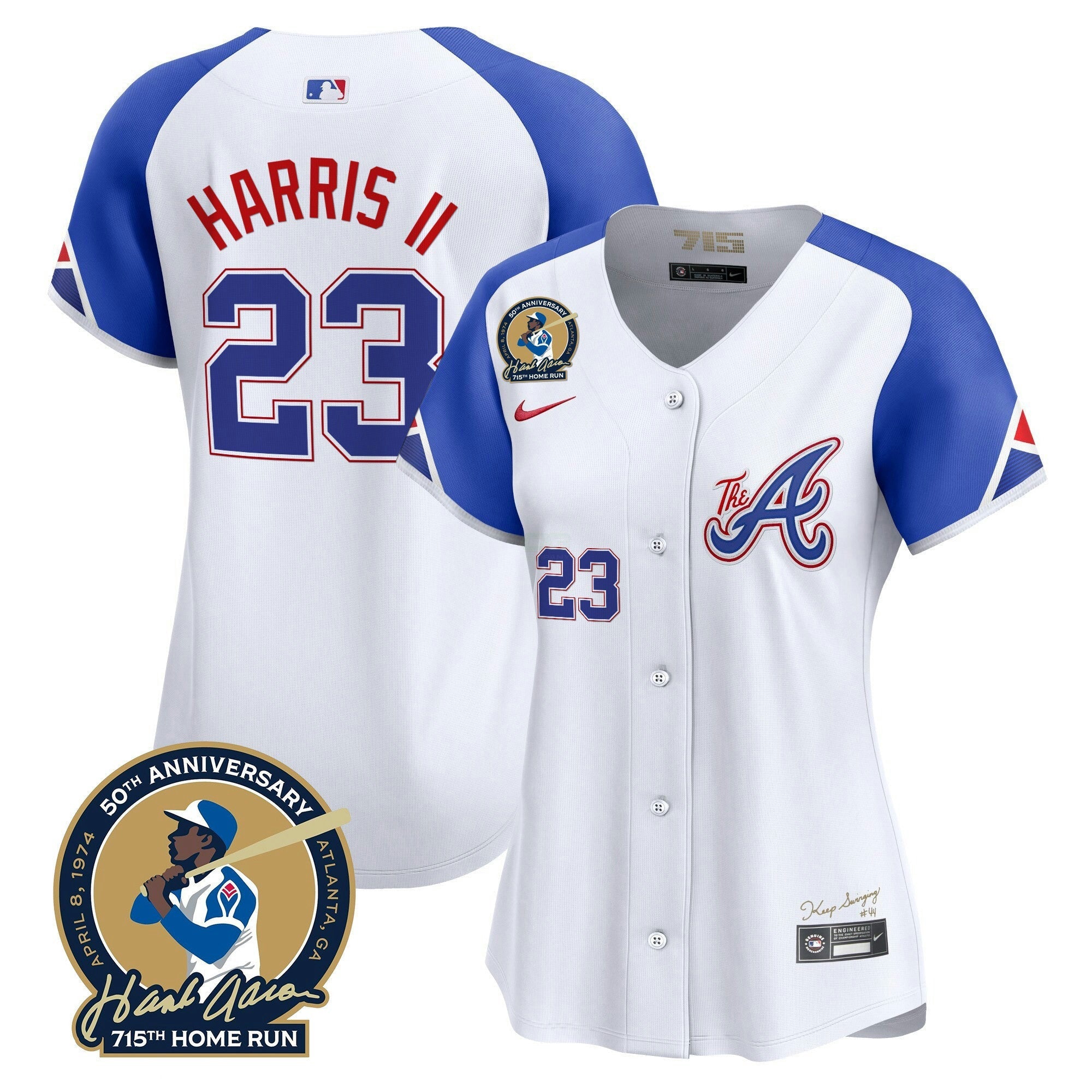 Camisa MLB Women’s Atlanta Hank Aaron 715th Home Run Patch Vapor Premier Limited Jersey