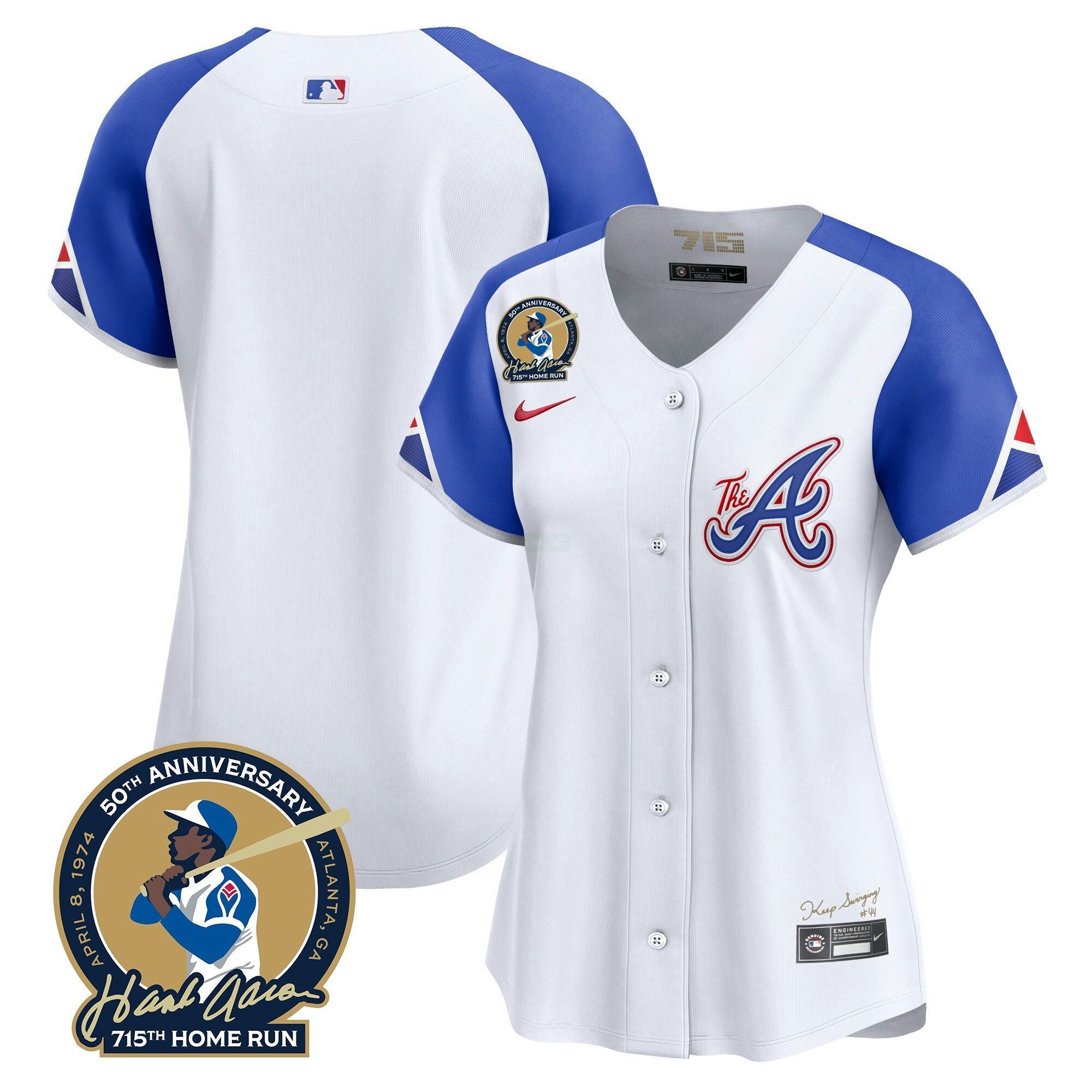 Camisa MLB Women’s Atlanta Hank Aaron 715th Home Run Patch Vapor Premier Limited Jersey