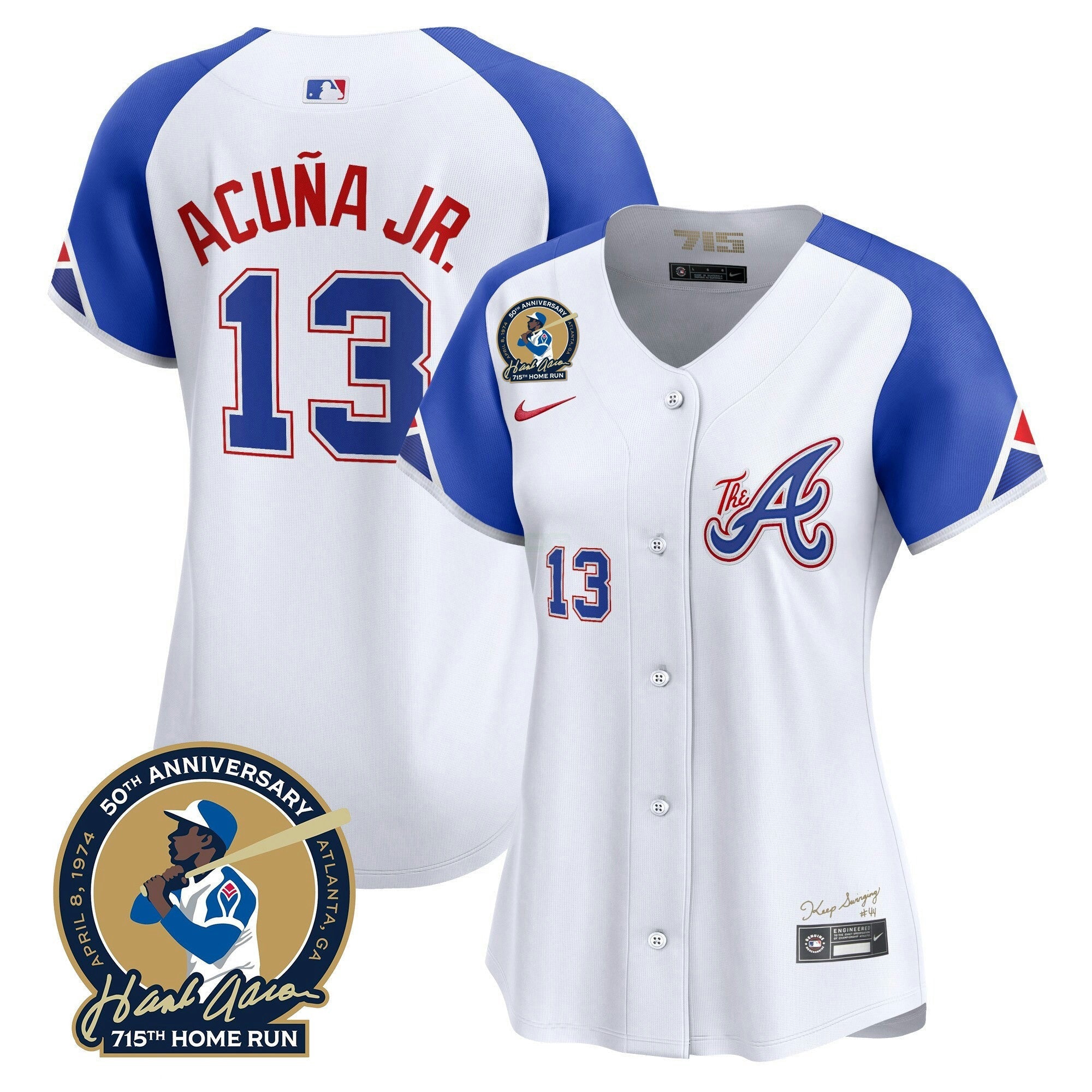 Camisa MLB Women’s Atlanta Hank Aaron 715th Home Run Patch Vapor Premier Limited Jersey V2