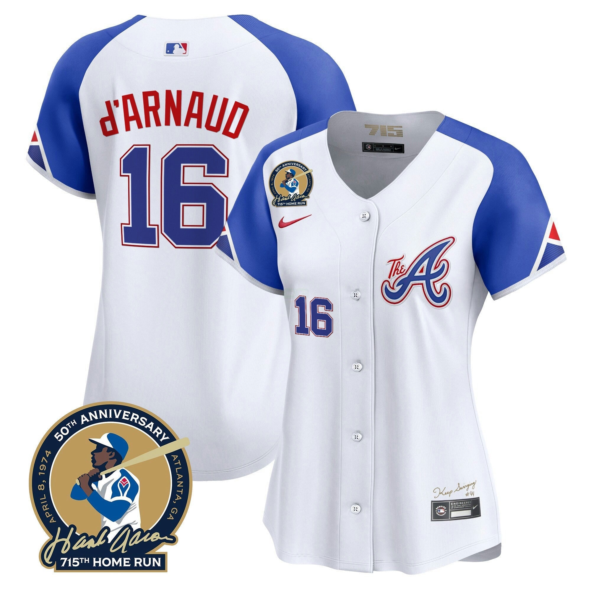 Camisa MLB Women’s Atlanta Hank Aaron 715th Home Run Patch Vapor Premier Limited Jersey V2