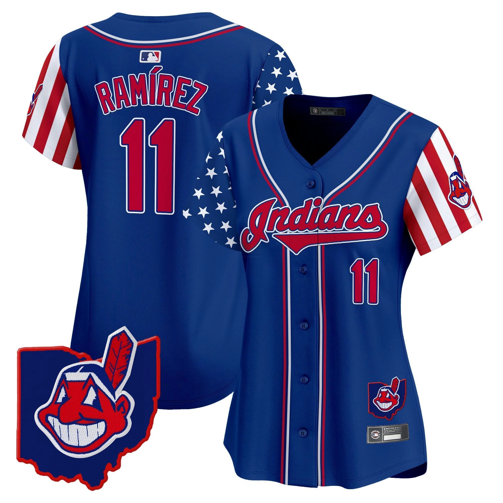 Camisa MLB Women’s Cleveland Indians 2025 Independence Day Vapor Premier Limited Jersey