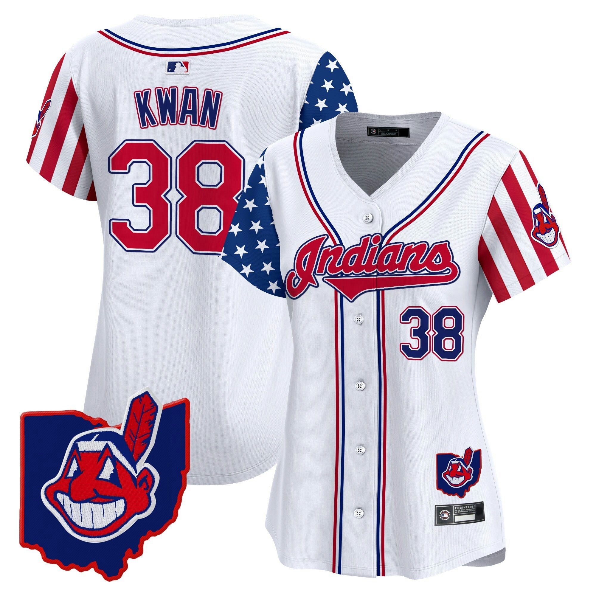 Camisa MLB Women’s Cleveland Indians 2025 Independence Day Vapor Premier Limited Jersey