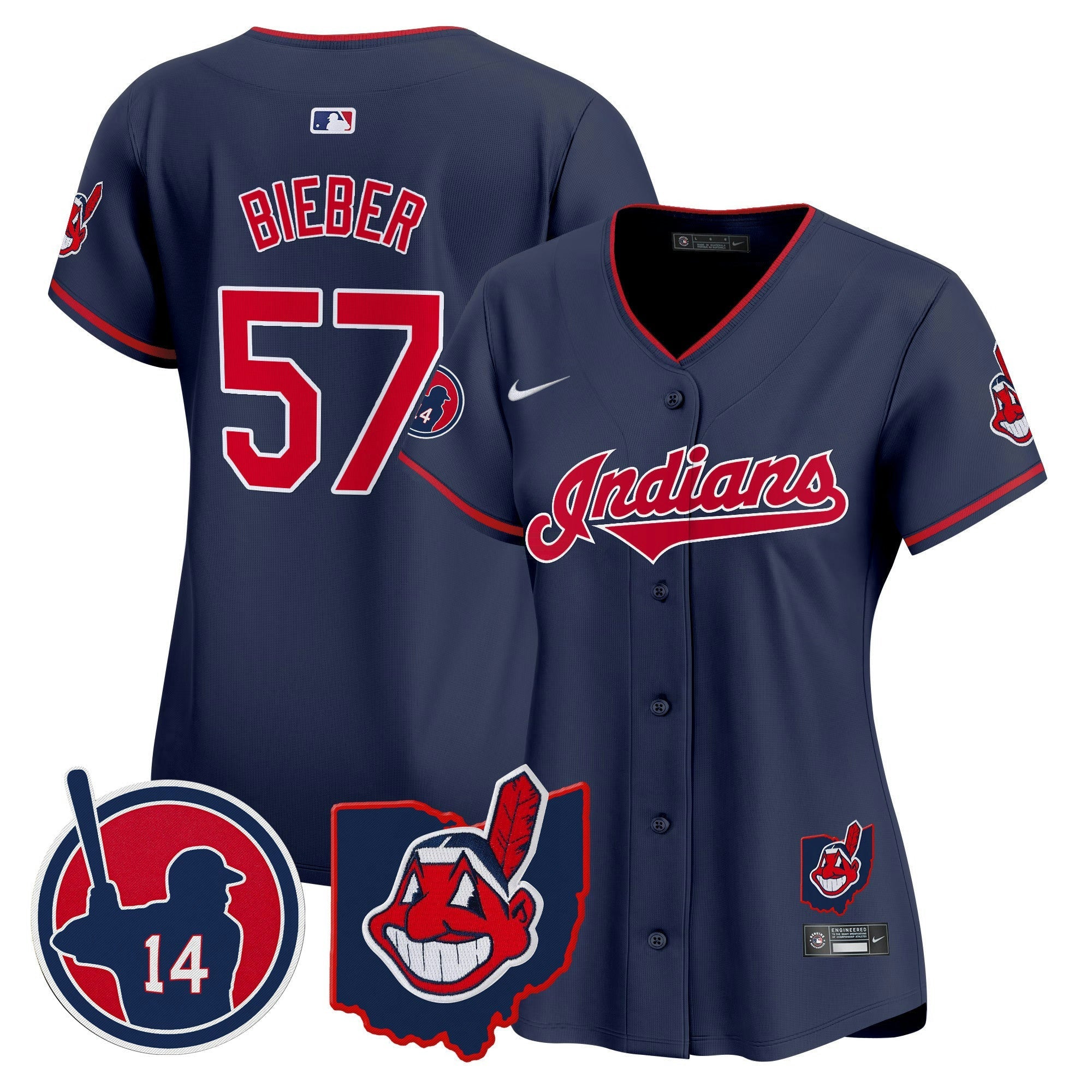 Camisa MLB Women’s Cleveland Indians Larry Doby Patch Vapor Premier Limited Jersey