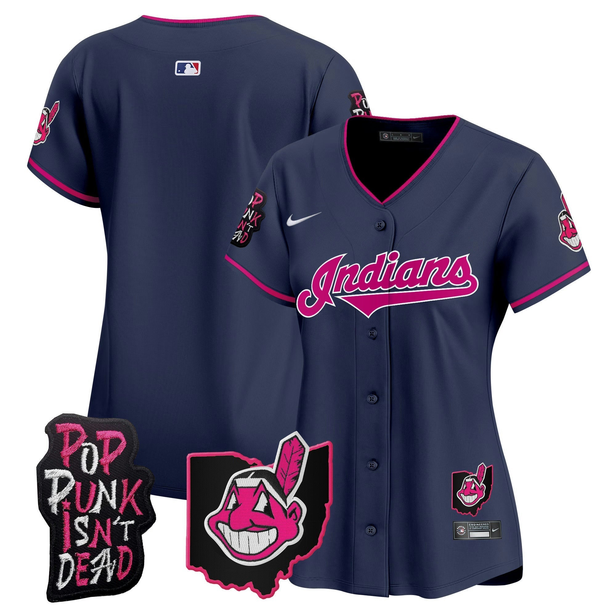 Camisa MLB Women’s Cleveland Indians MGK Patch Vapor Premier Limited Jersey