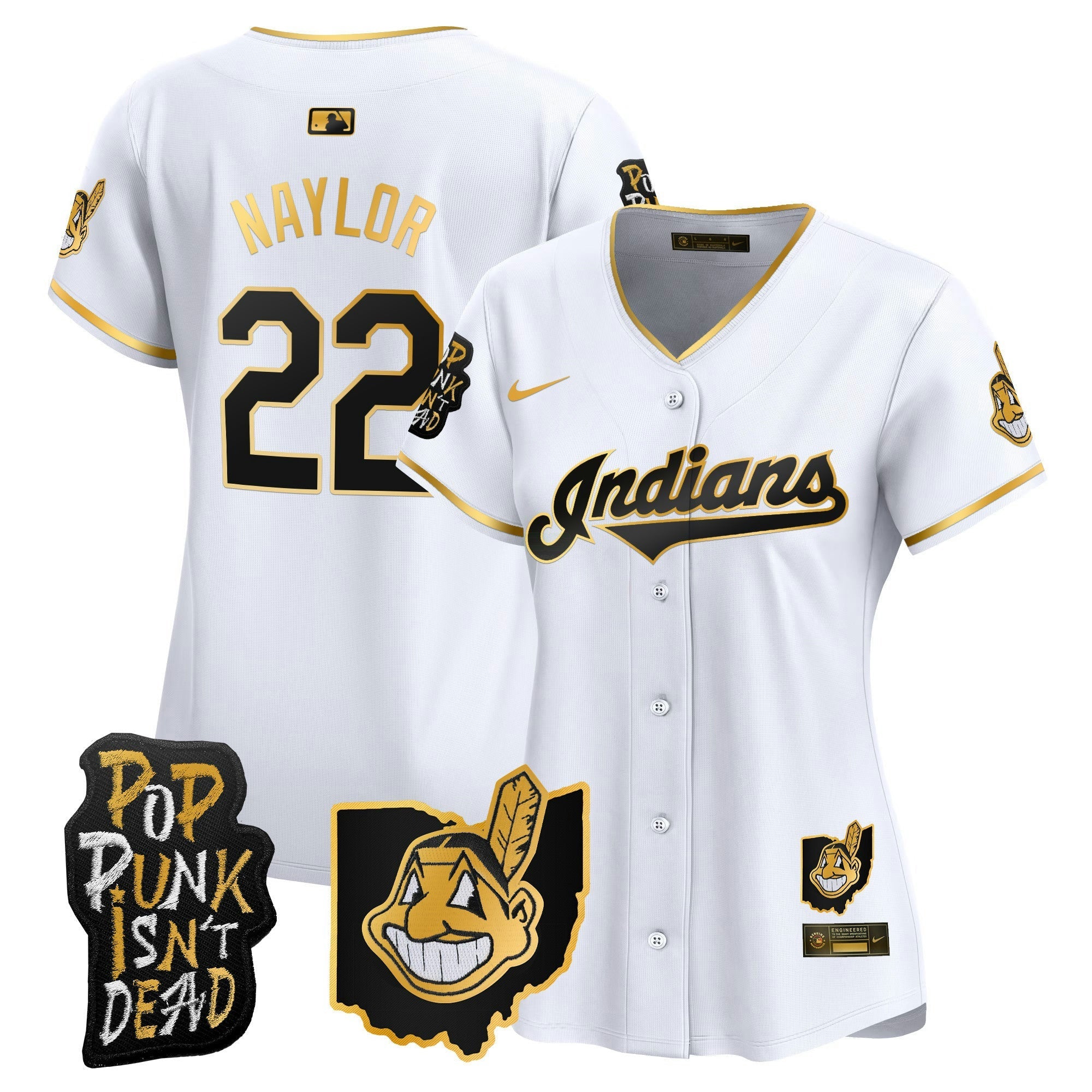 Camisa MLB Women’s Cleveland Indians MGK Patch Vapor Premier Limited Jersey