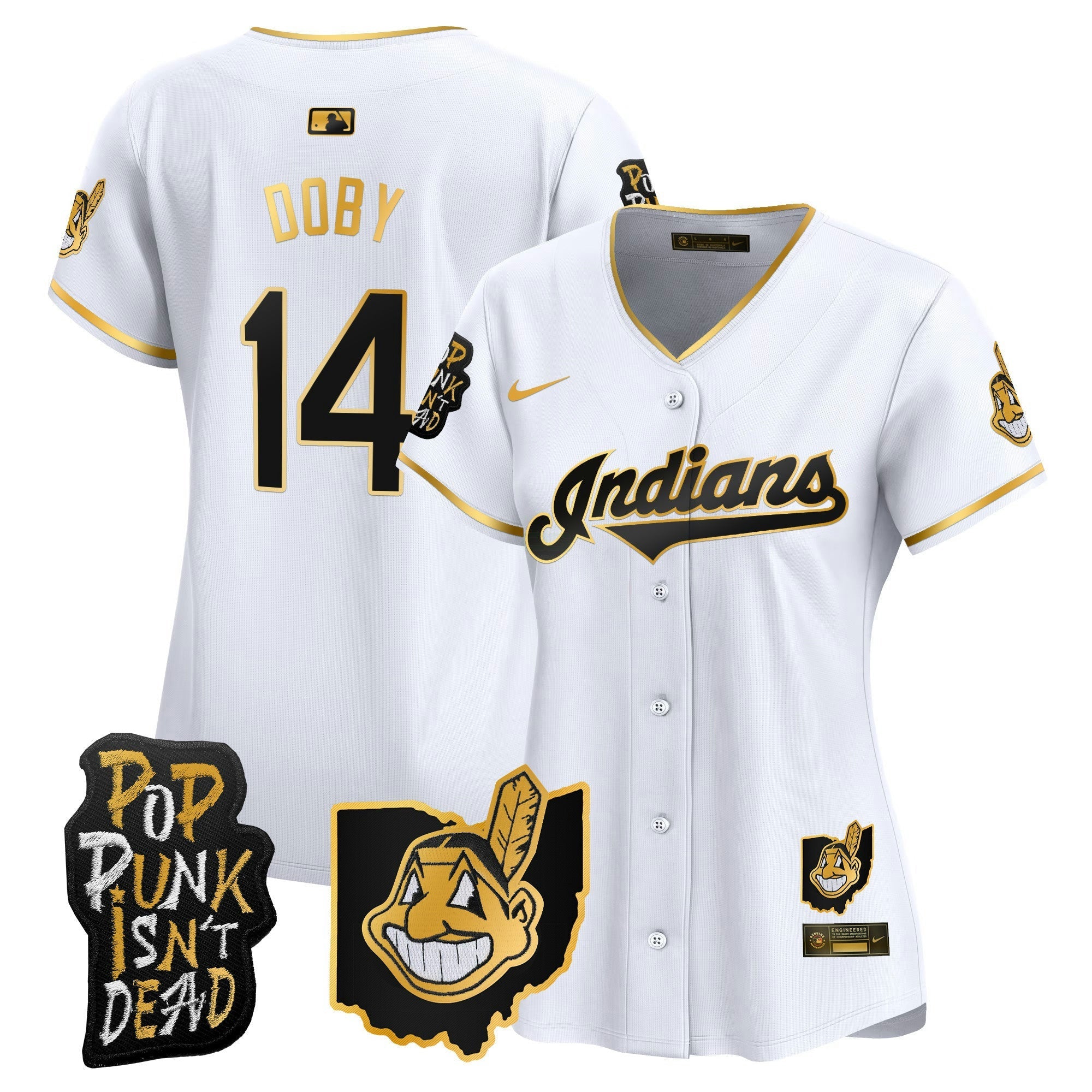 Camisa MLB Women’s Cleveland Indians MGK Patch Vapor Premier Limited Jersey