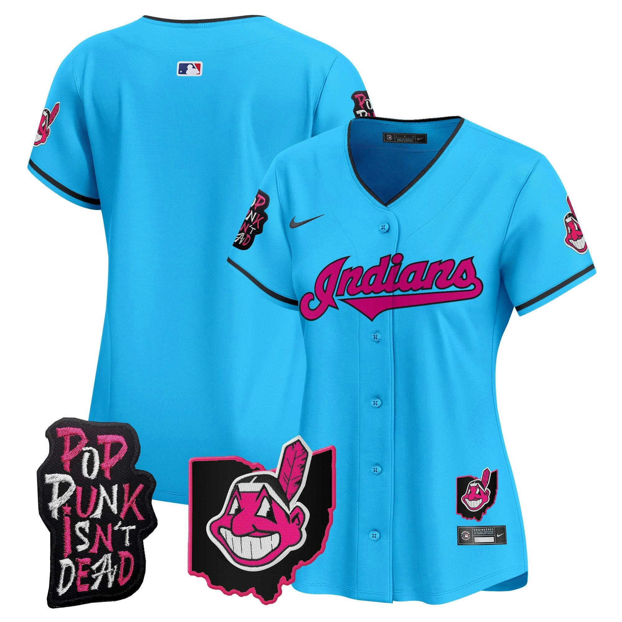 Camisa MLB Women’s Cleveland Indians MGK Patch Vapor Premier Limited Jersey