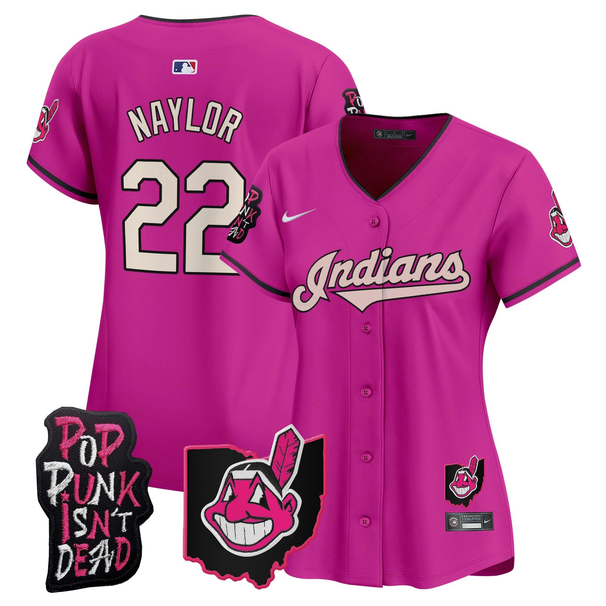 Camisa MLB Women’s Cleveland Indians MGK Patch Vapor Premier Limited Jersey