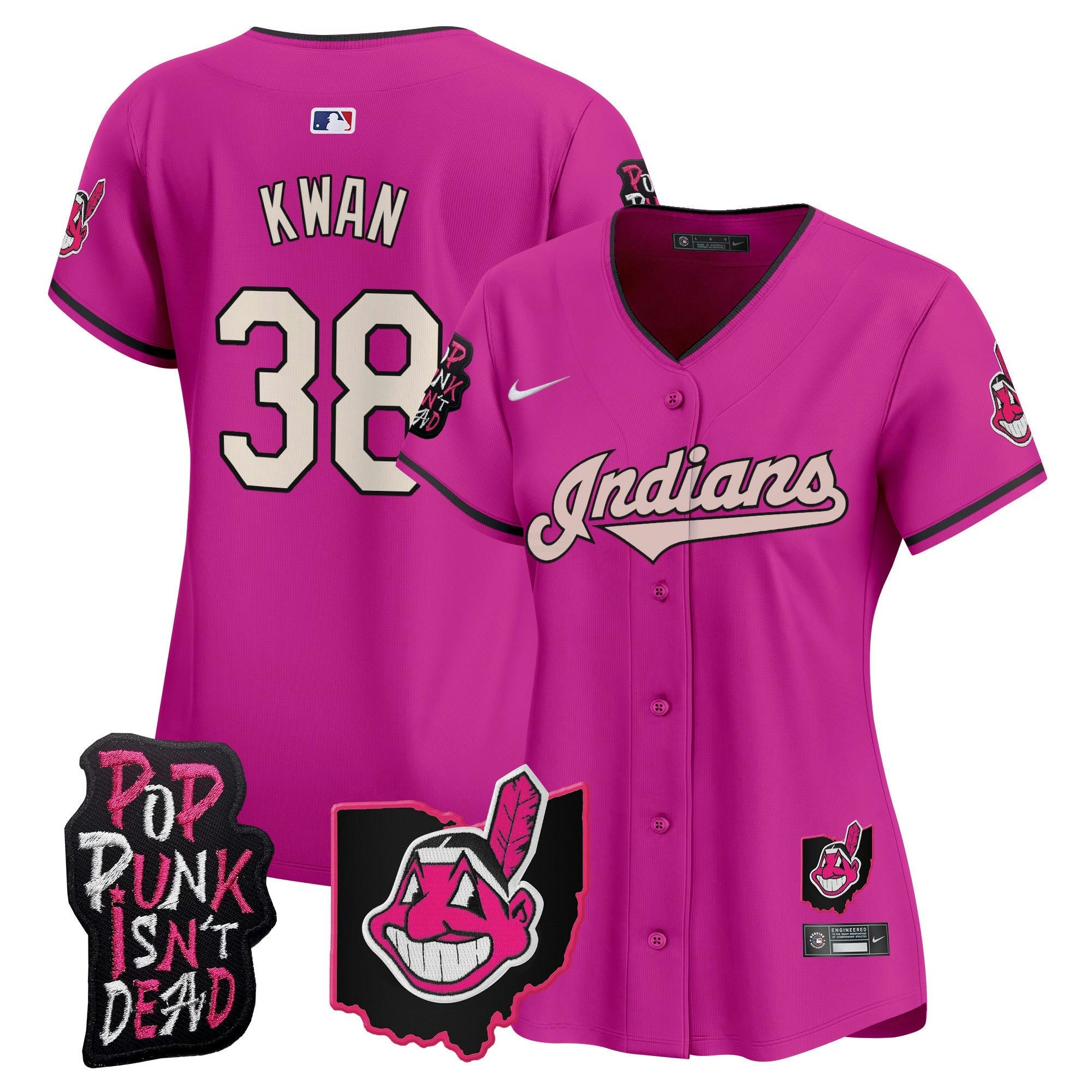 Camisa MLB Women’s Cleveland Indians MGK Patch Vapor Premier Limited Jersey