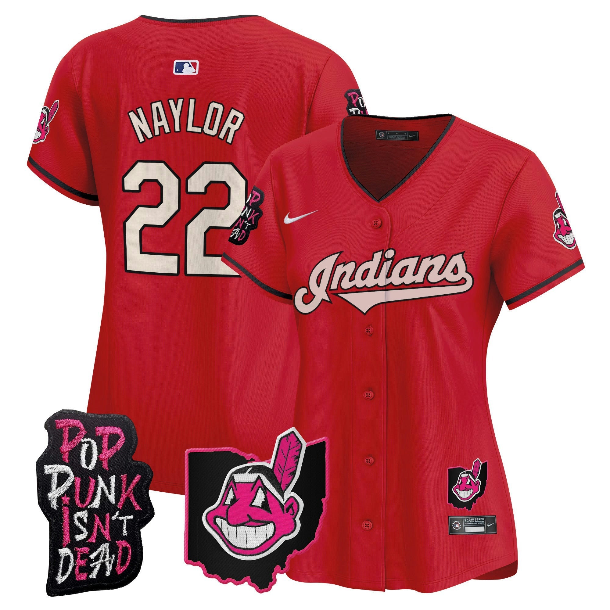 Camisa MLB Women’s Cleveland Indians MGK Patch Vapor Premier Limited Jersey