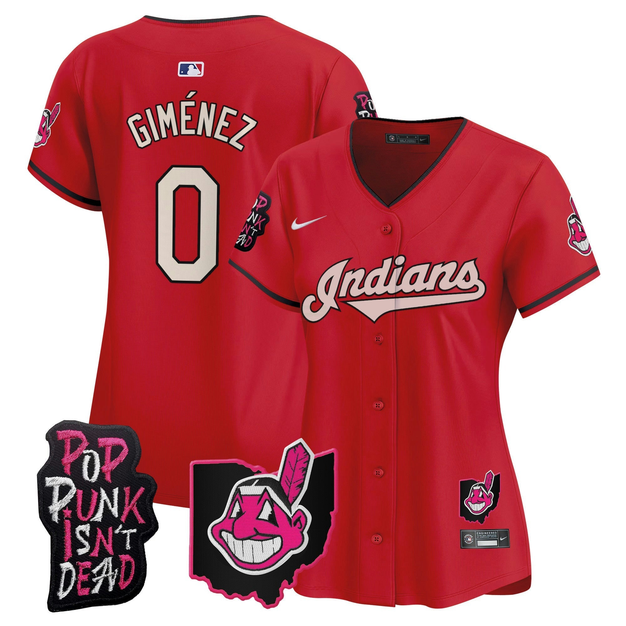 Camisa MLB Women’s Cleveland Indians MGK Patch Vapor Premier Limited Jersey