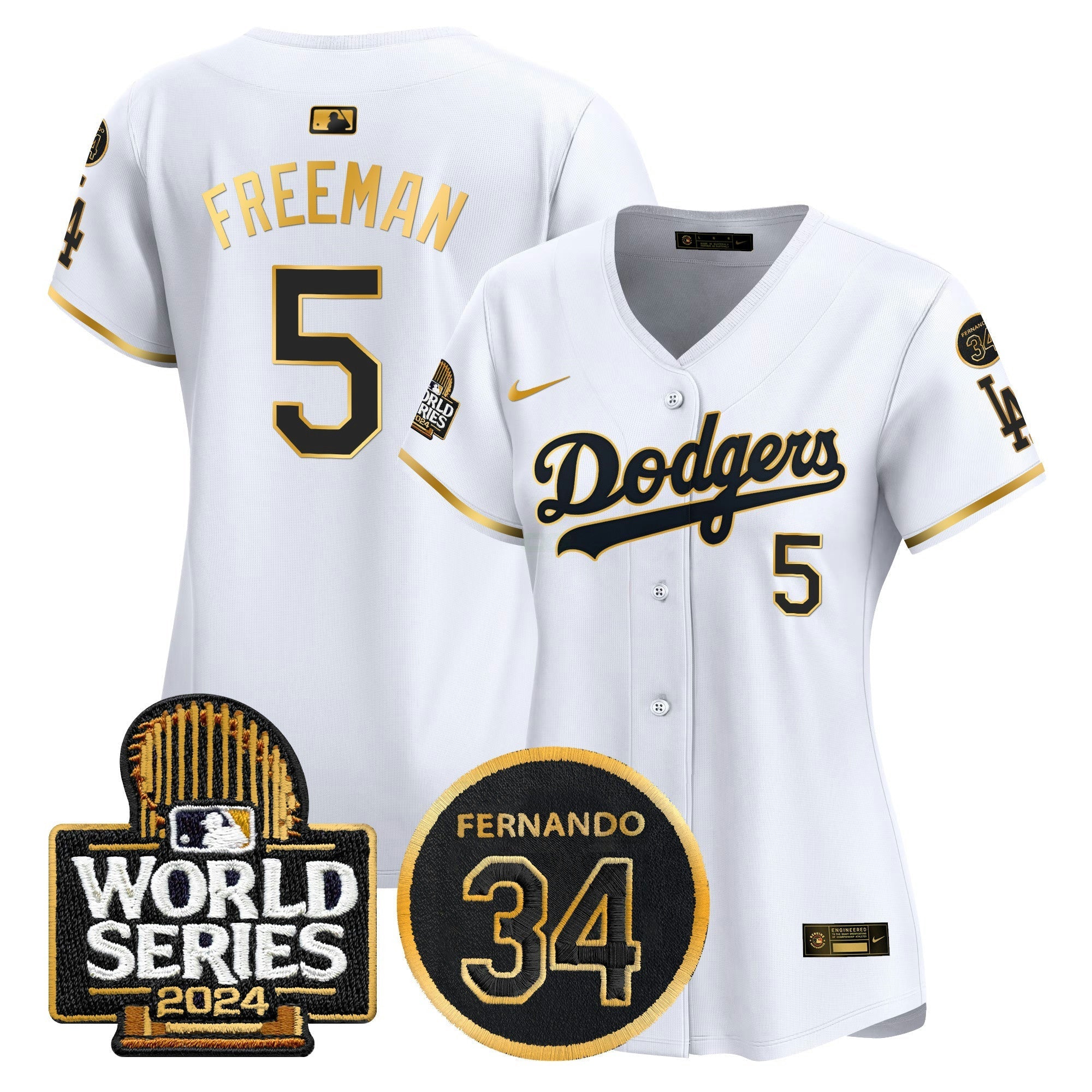 Camisa MLB Women’s Fernando Memorial & 2024 World Series Patch Vapor Premier Limited Jersey