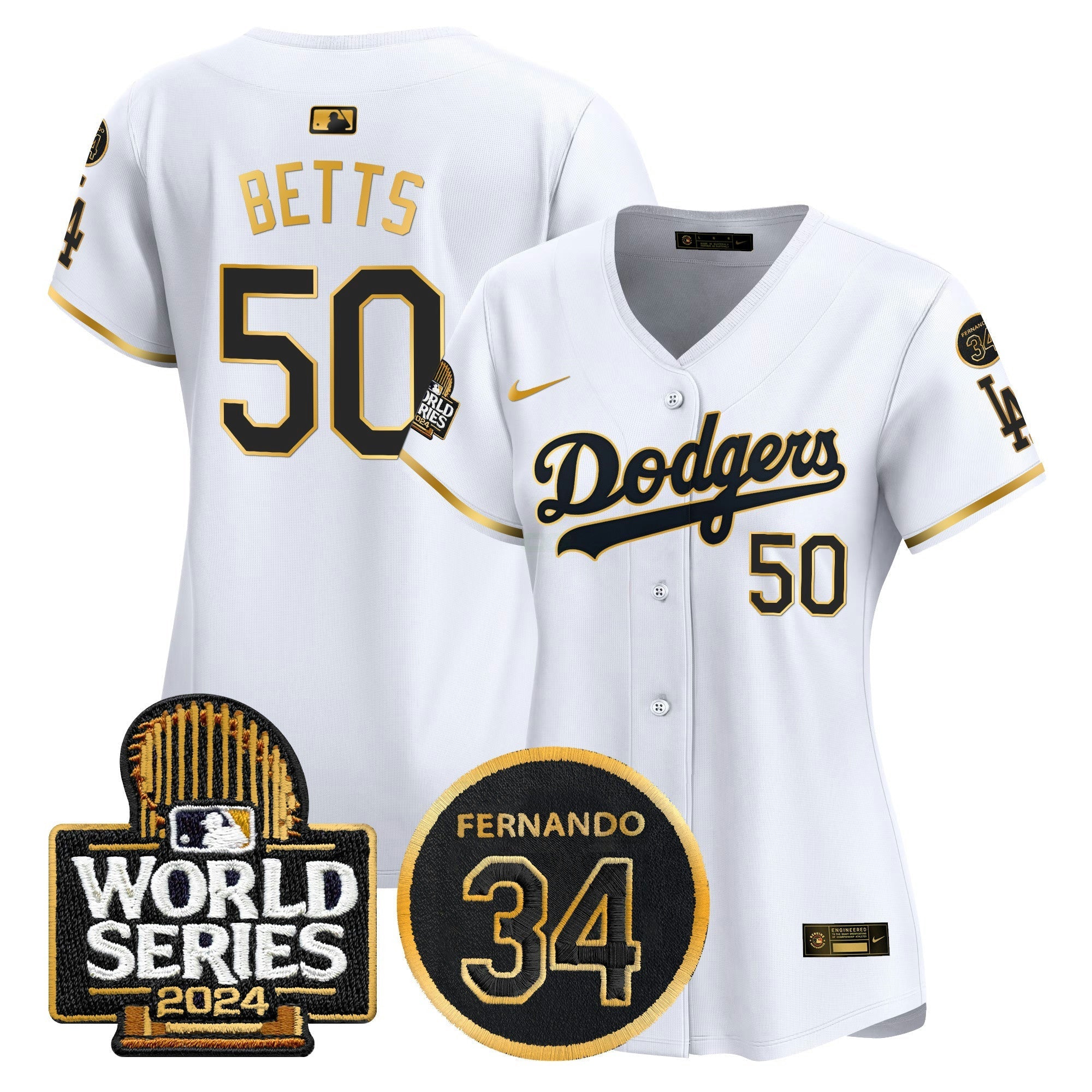 Camisa MLB Women’s Fernando Memorial & 2024 World Series Patch Vapor Premier Limited Jersey