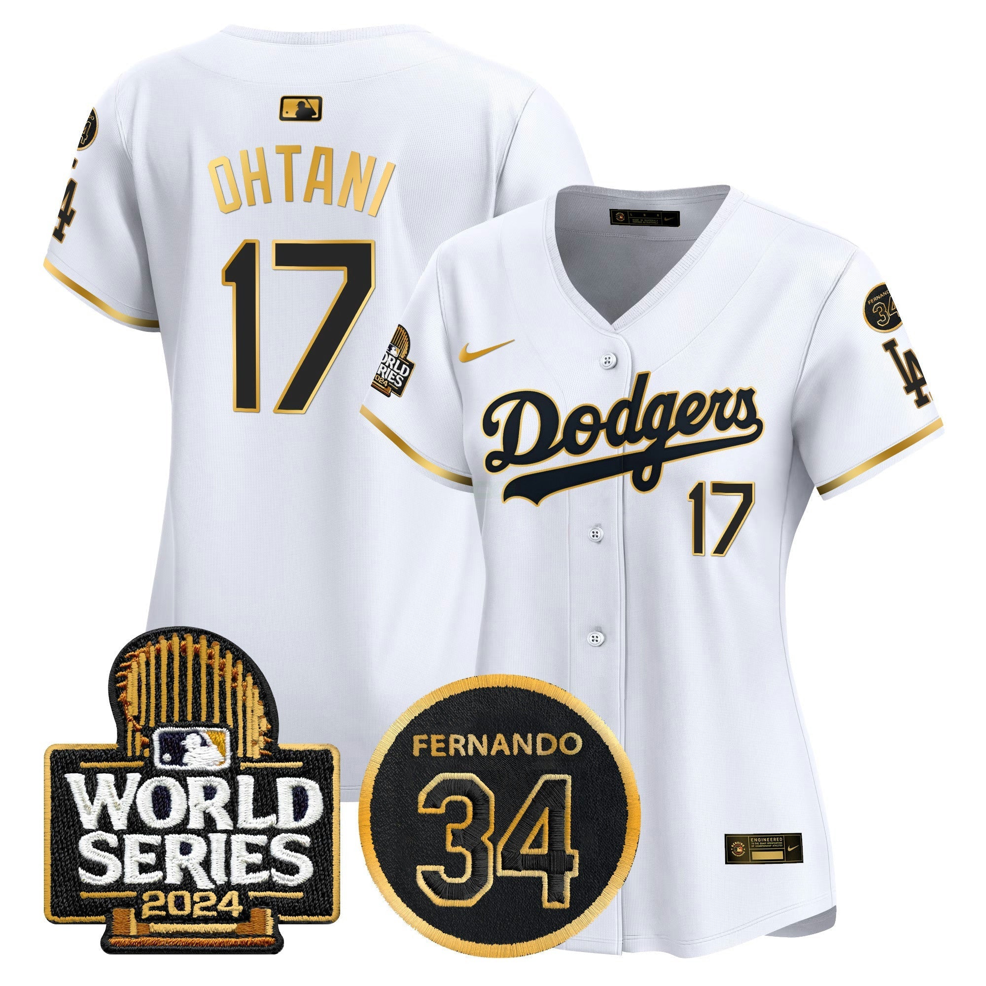 Camisa MLB Women’s Fernando Memorial & 2024 World Series Patch Vapor Premier Limited Jersey