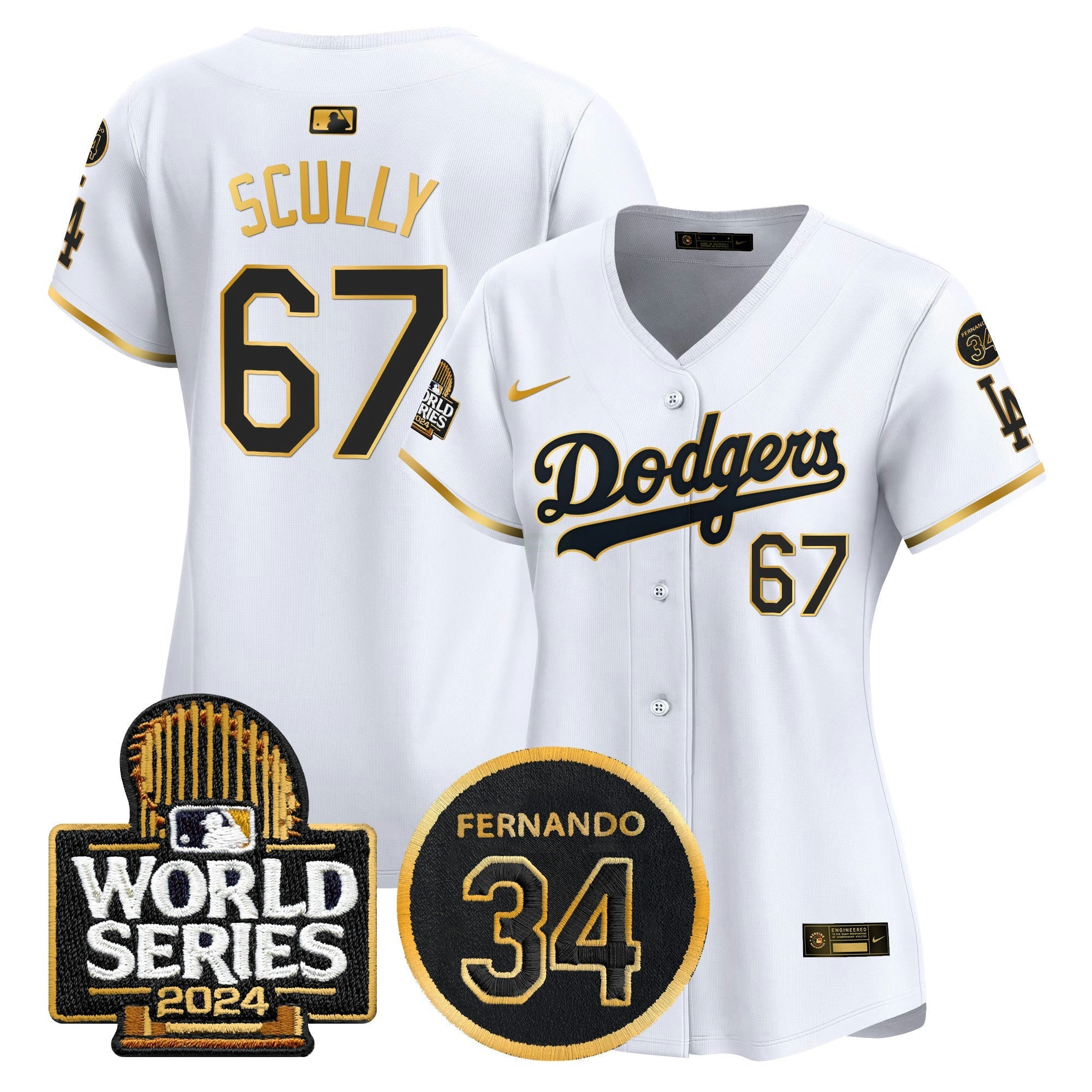 Camisa MLB Women’s Fernando Memorial & 2024 World Series Patch Vapor Premier Limited Jersey