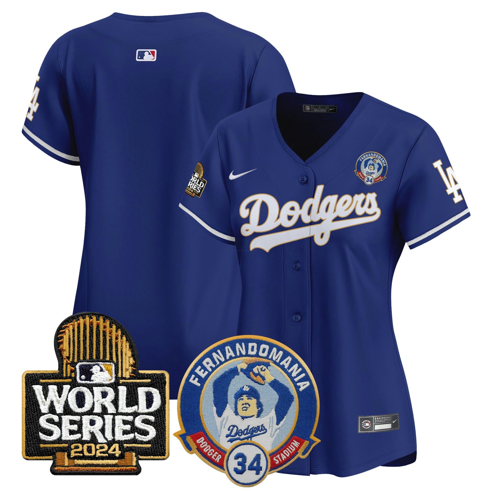 Camisa MLB Women’s Fernando Valenzuela & 2024 World Series Patch Vapor Premier Limited Jersey