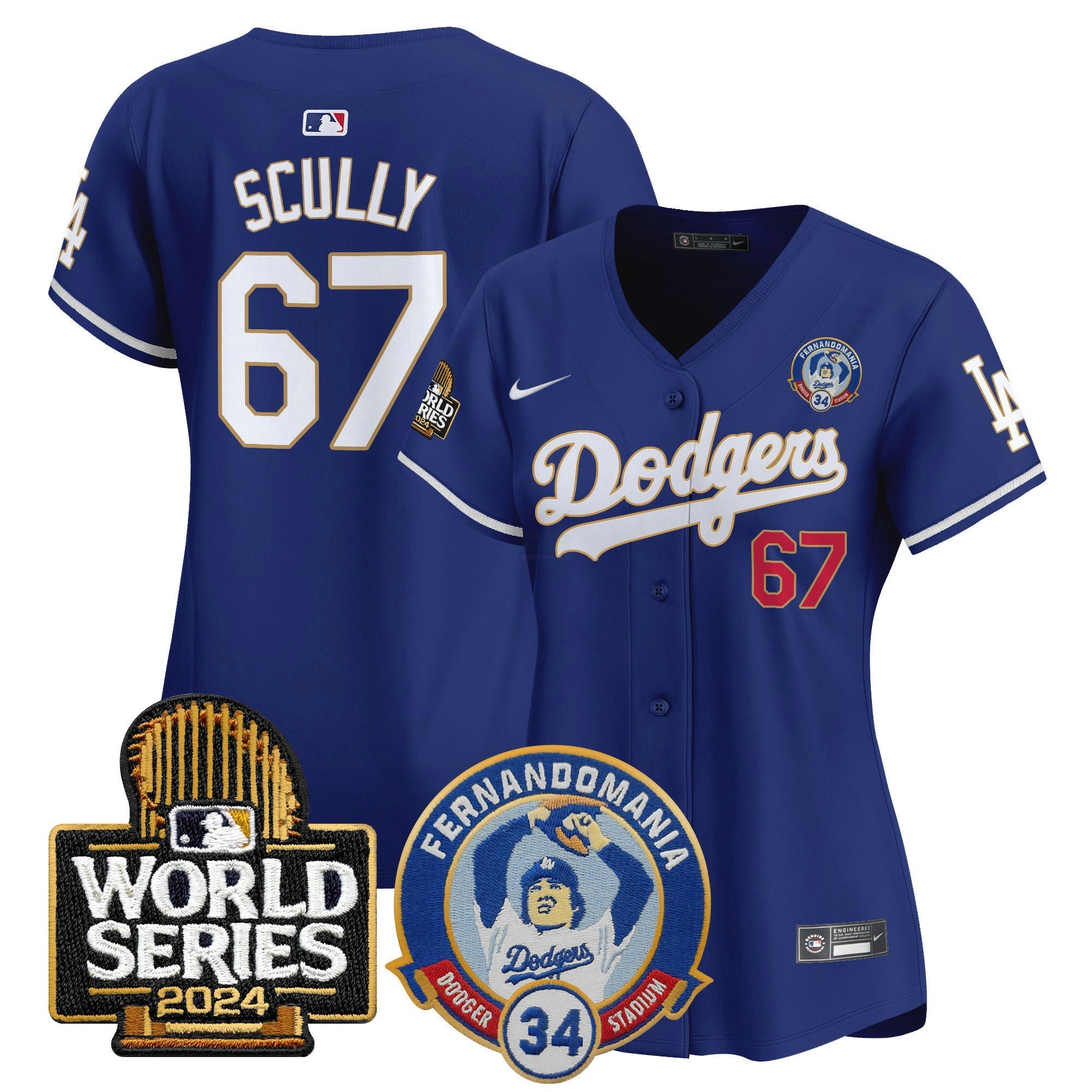 Camisa MLB Women’s Fernando Valenzuela & 2024 World Series Patch Vapor Premier Limited Jersey