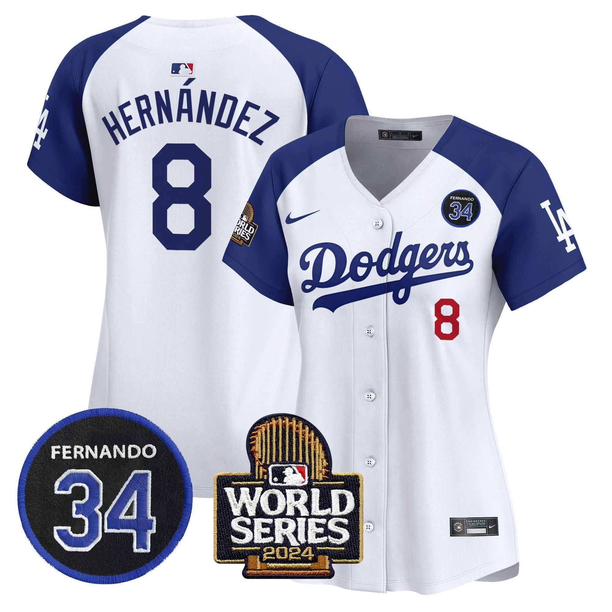Camisa MLB Women’s Fernando Valenzuela & 2024 World Series Patch Vapor Premier Limited Jersey V2
