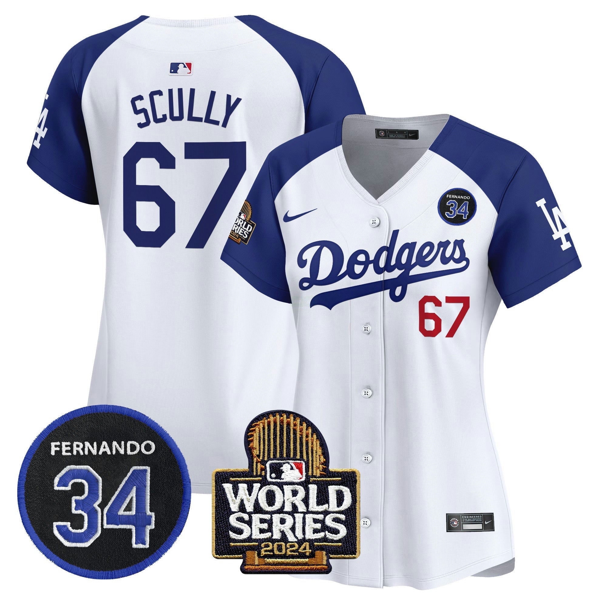 Camisa MLB Women’s Fernando Valenzuela & 2024 World Series Patch Vapor Premier Limited Jersey V2