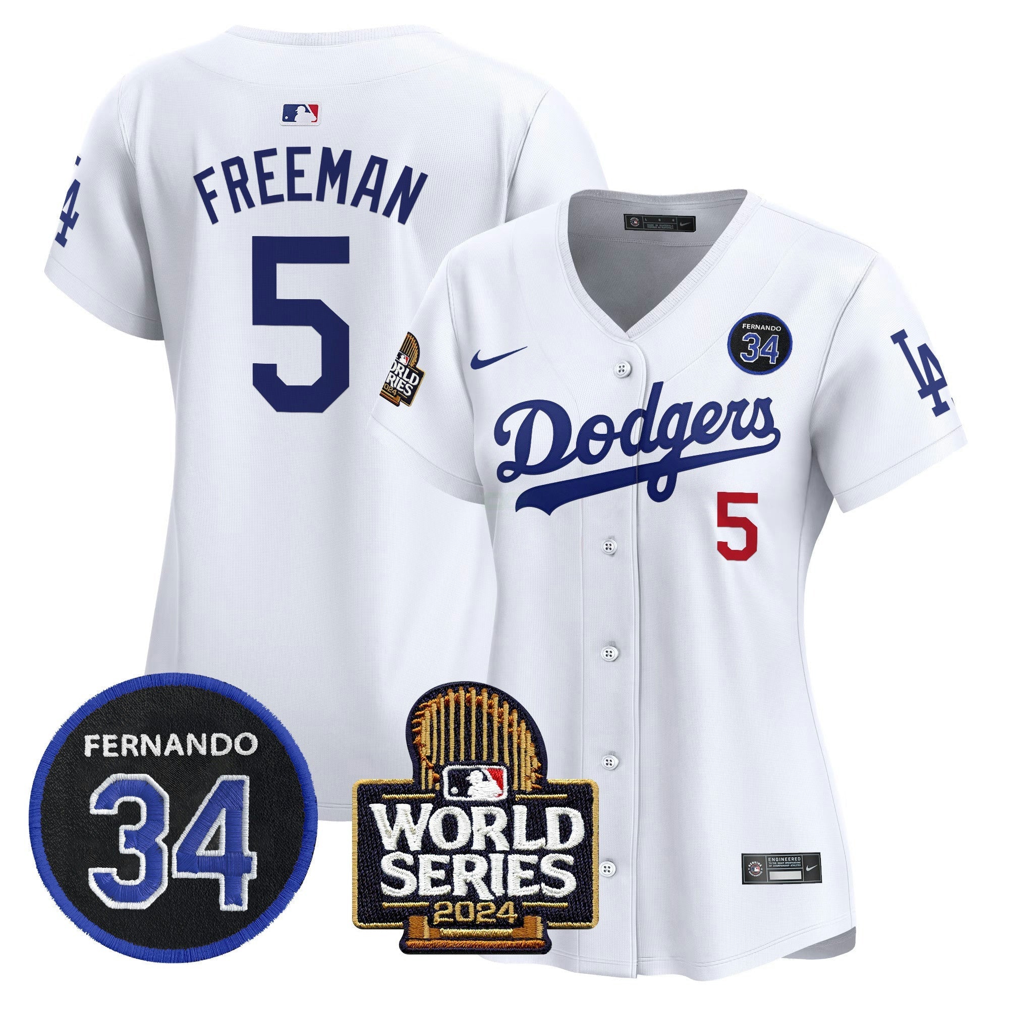 Camisa MLB Women’s Fernando Valenzuela & 2024 World Series Patch Vapor Premier Limited Jersey V2