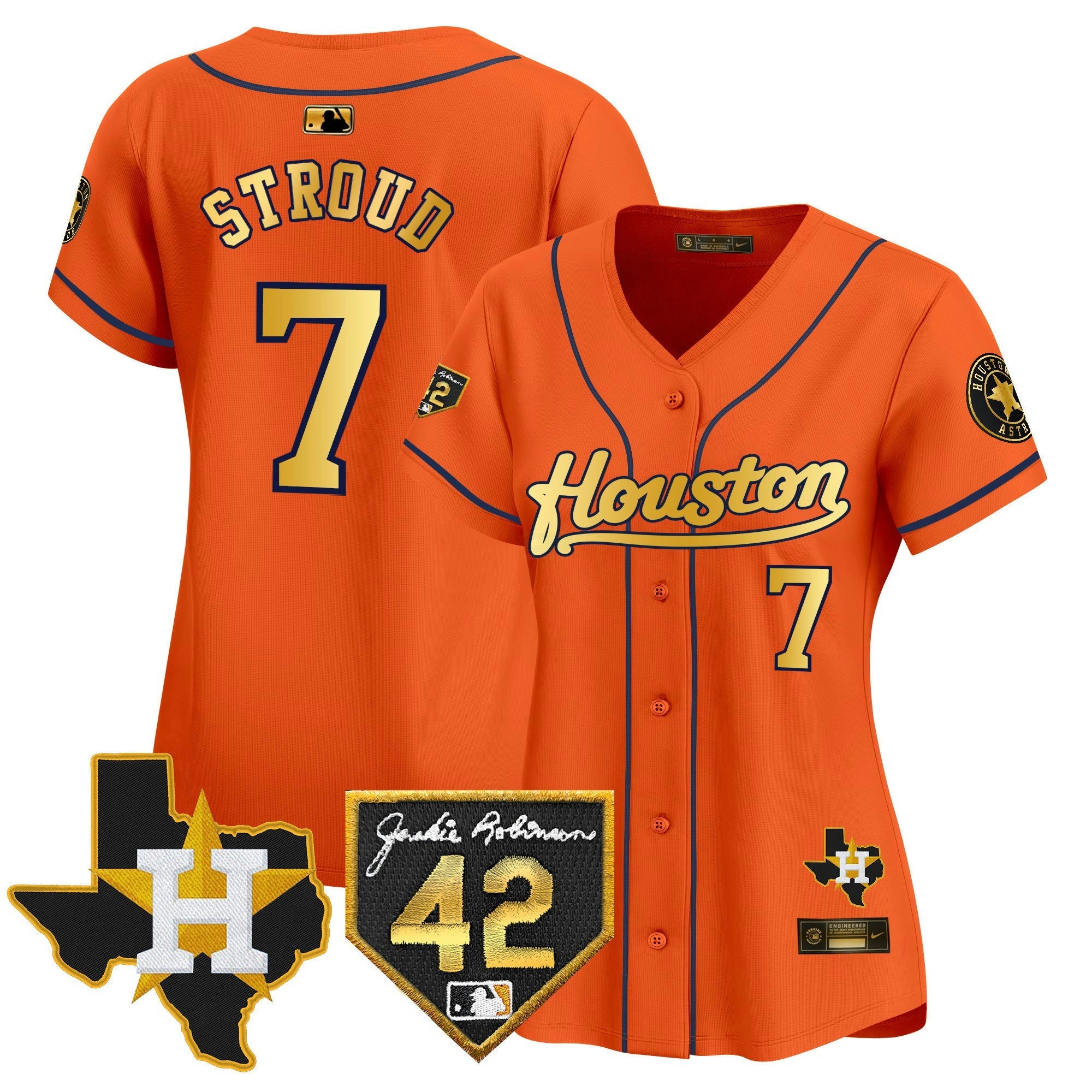 Camisa MLB Women’s Houston 2024 Jackie Robinson Patch Vapor Premier Limited Jersey