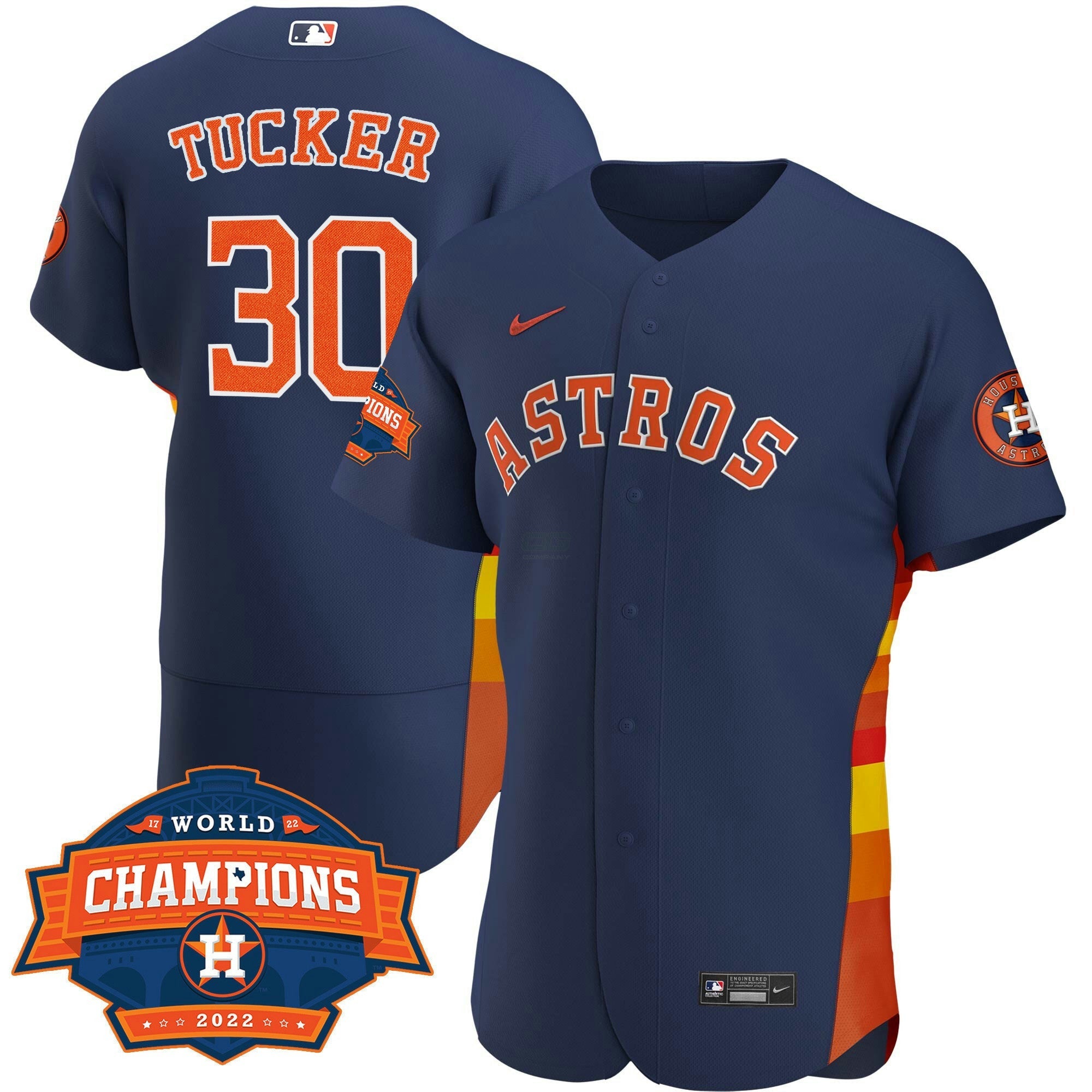 Camisa MLB Women’s Houston Alternativa Azul Marinho 2022 Champions Limited Player Jersey