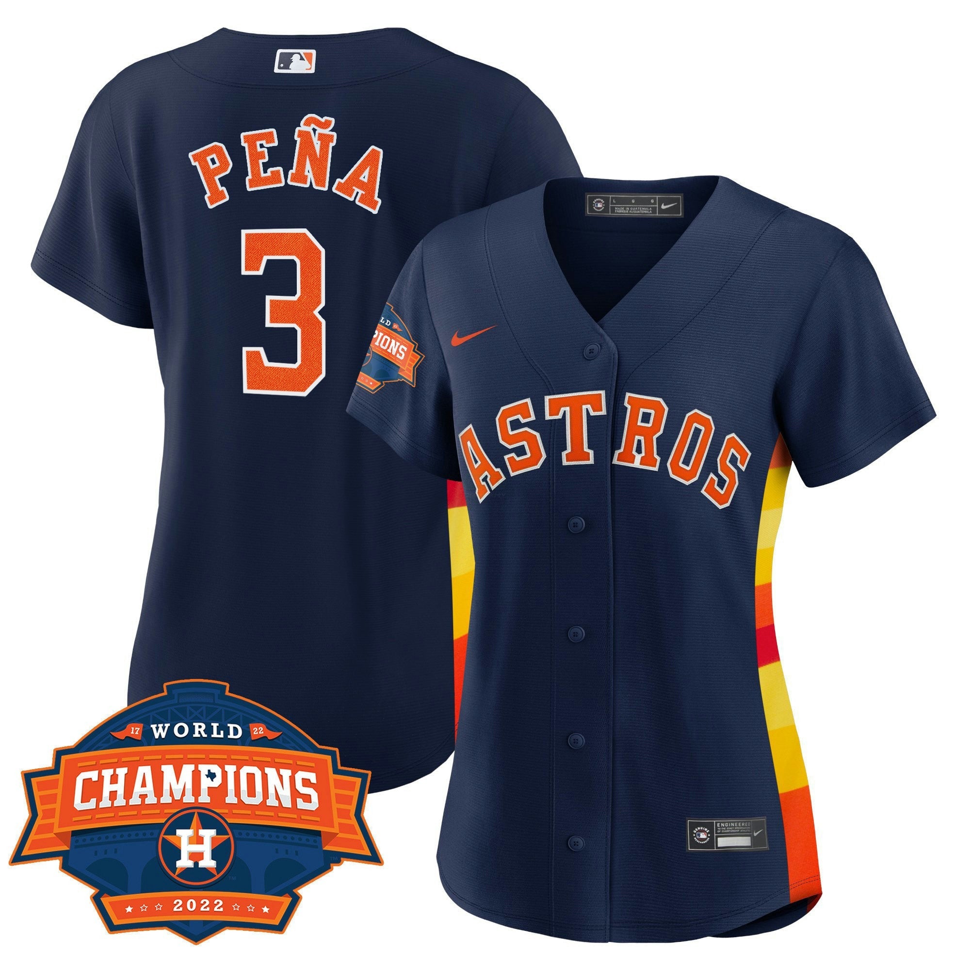 Camisa MLB Women’s Houston Alternativa Azul Marinho 2022 Champions Limited Player Jersey