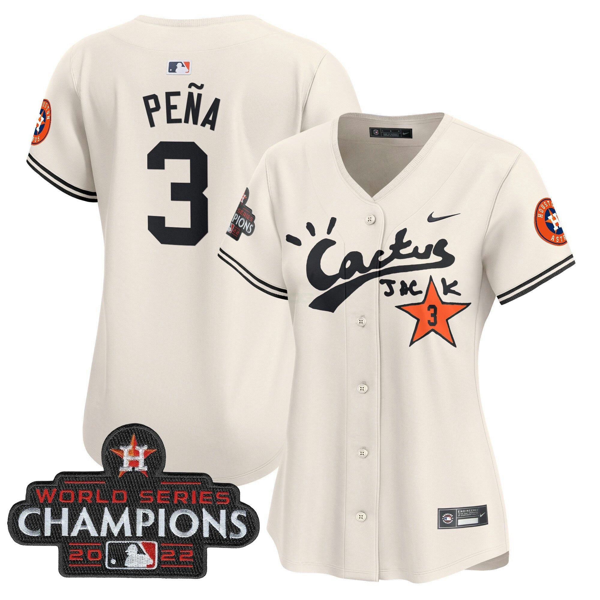 Camisa MLB Women’s Houston Cactus Jack Champions Patch Vapor Premier Limited Jersey