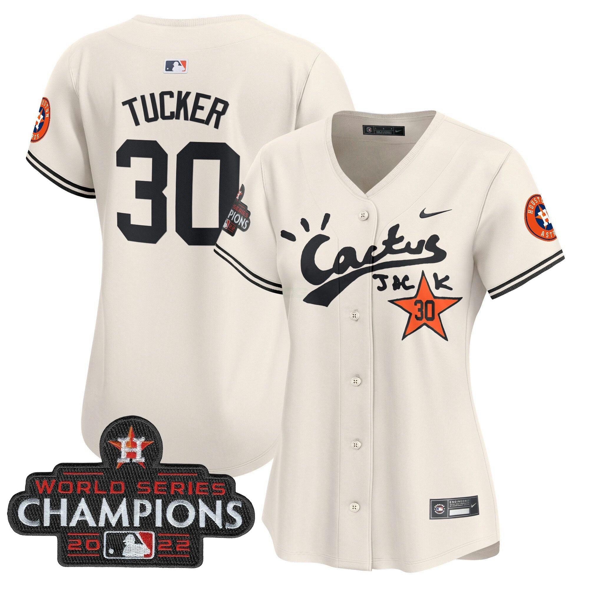 Camisa MLB Women’s Houston Cactus Jack Champions Patch Vapor Premier Limited Jersey