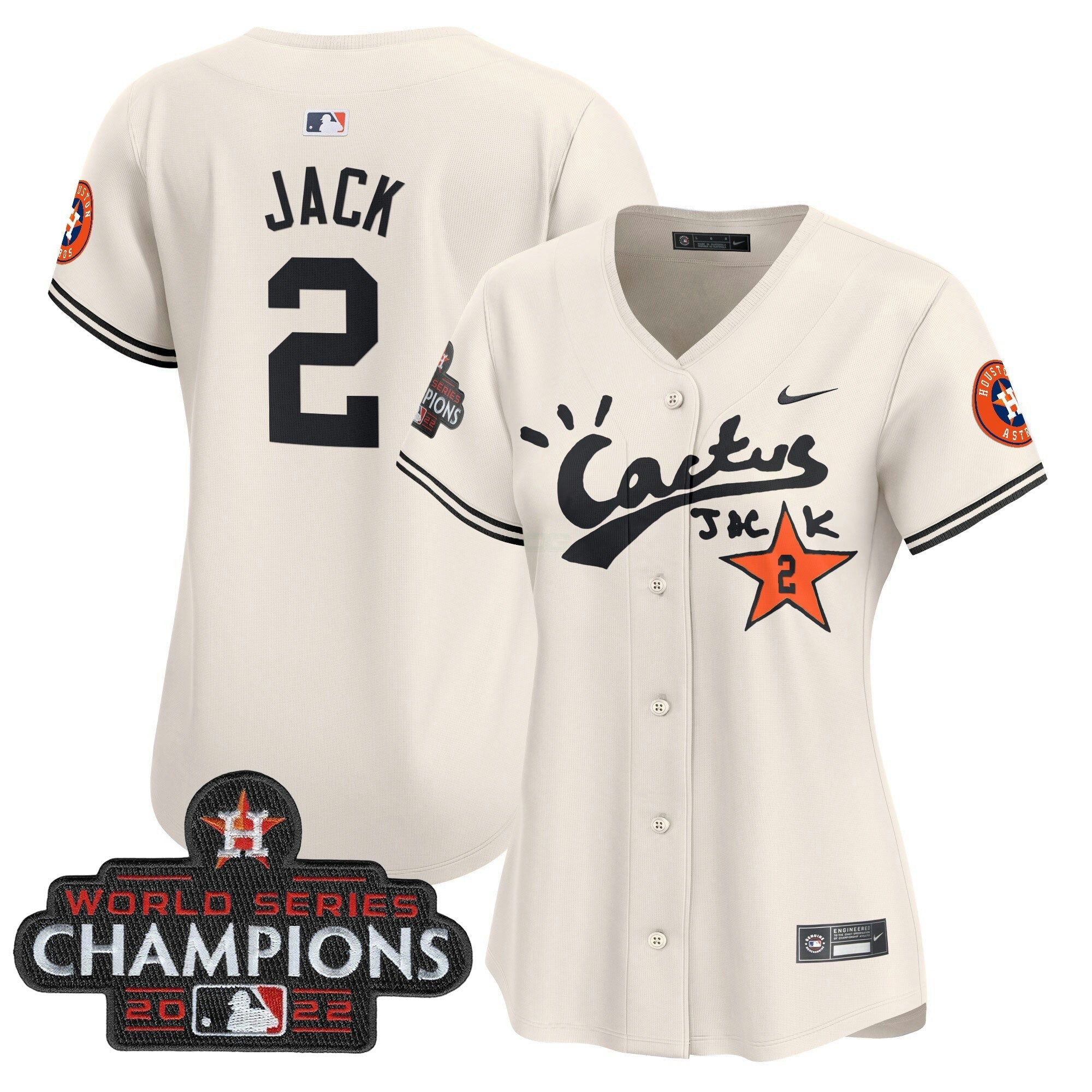 Camisa MLB Women’s Houston Cactus Jack Champions Patch Vapor Premier Limited Jersey