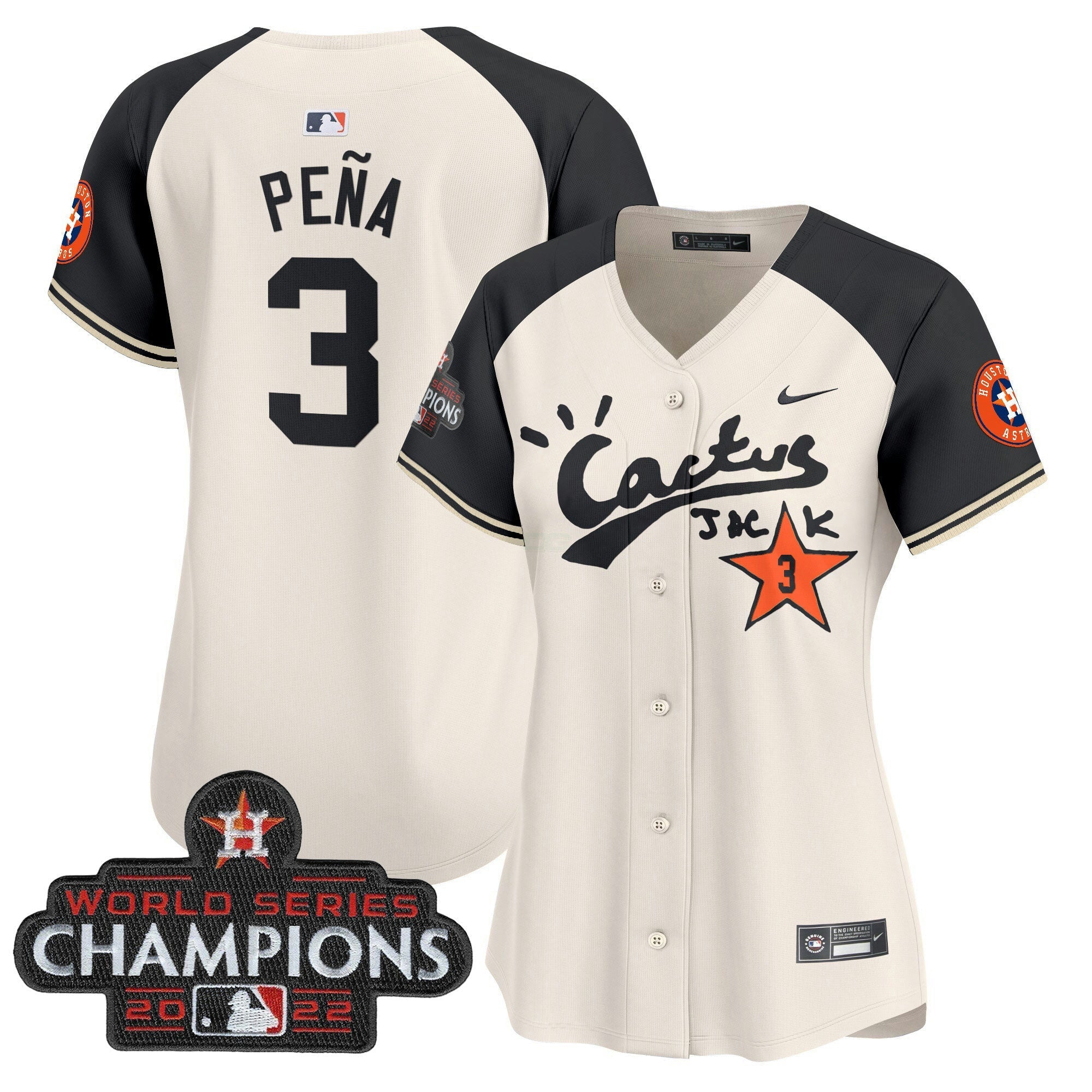 Camisa MLB Women’s Houston Cactus Jack Champions Patch Vapor Premier Limited Jersey
