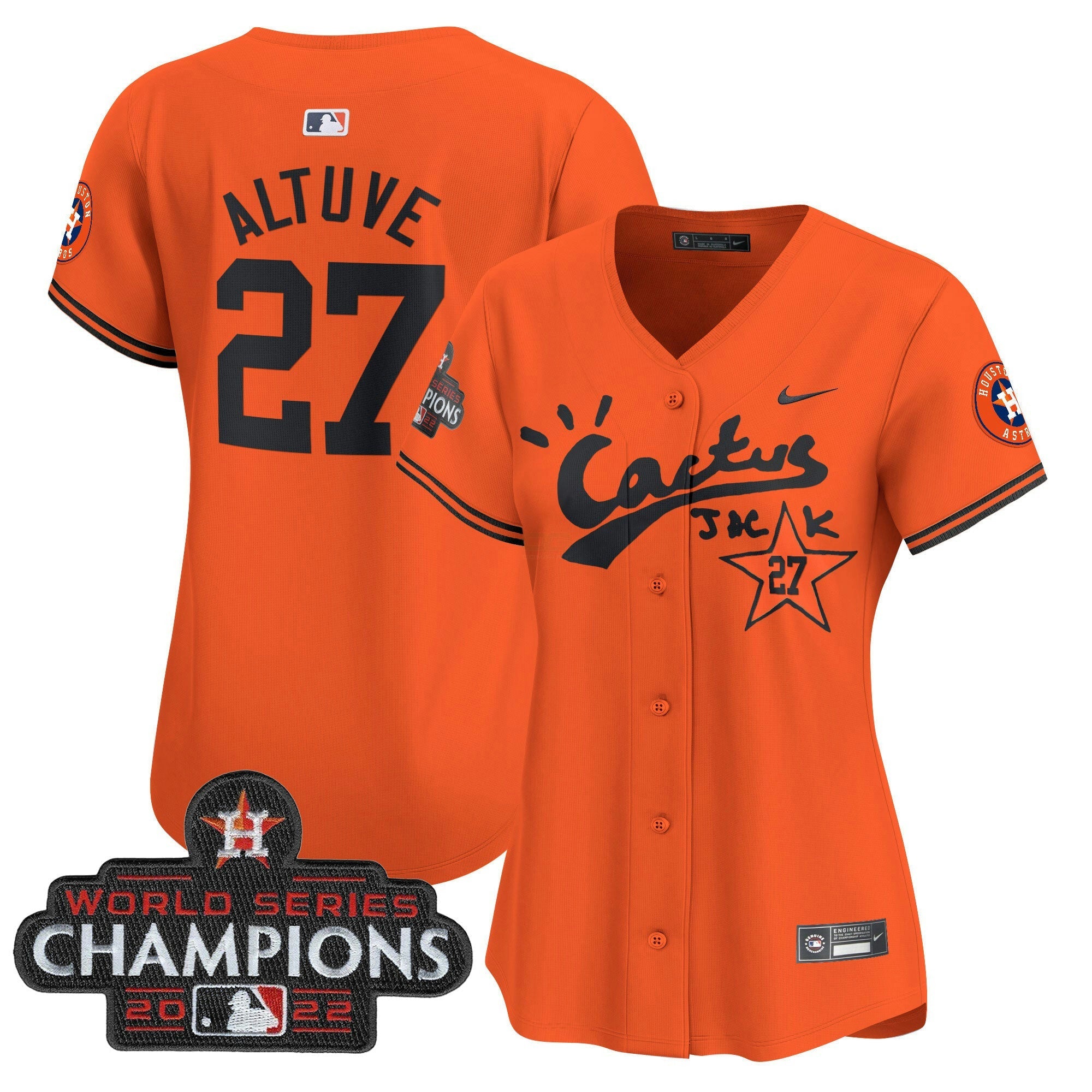 Camisa MLB Women’s Houston Cactus Jack Champions Patch Vapor Premier Limited Jersey