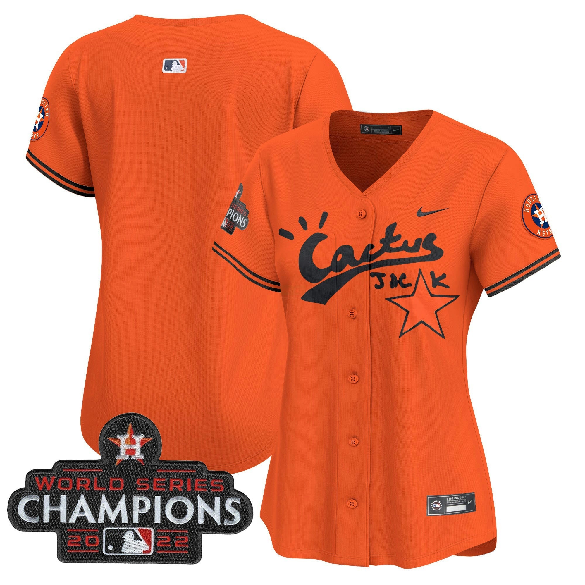 Camisa MLB Women’s Houston Cactus Jack Champions Patch Vapor Premier Limited Jersey