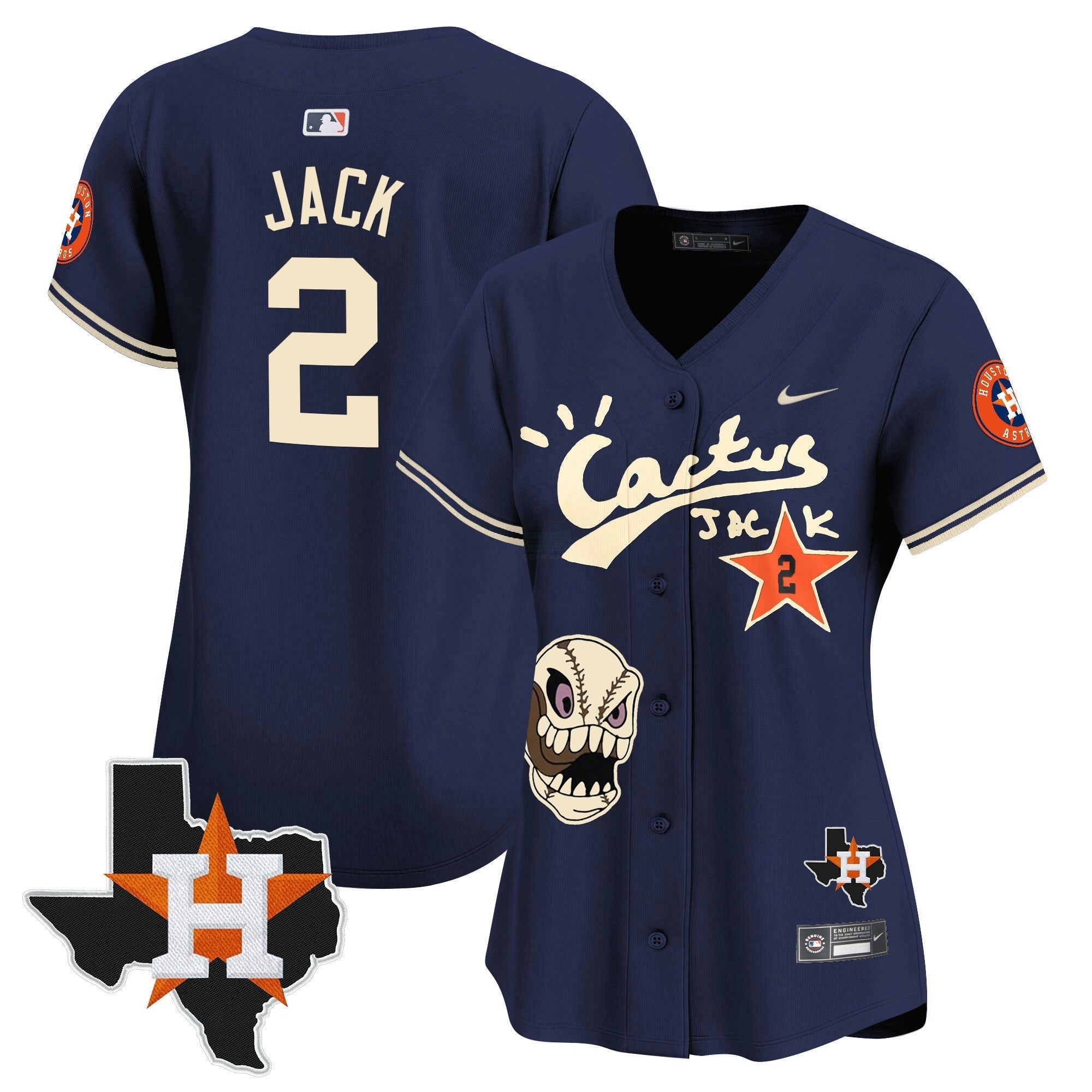 Camisa MLB Women’s Houston Cactus Jack Patch Vapor Premier Limited Jersey