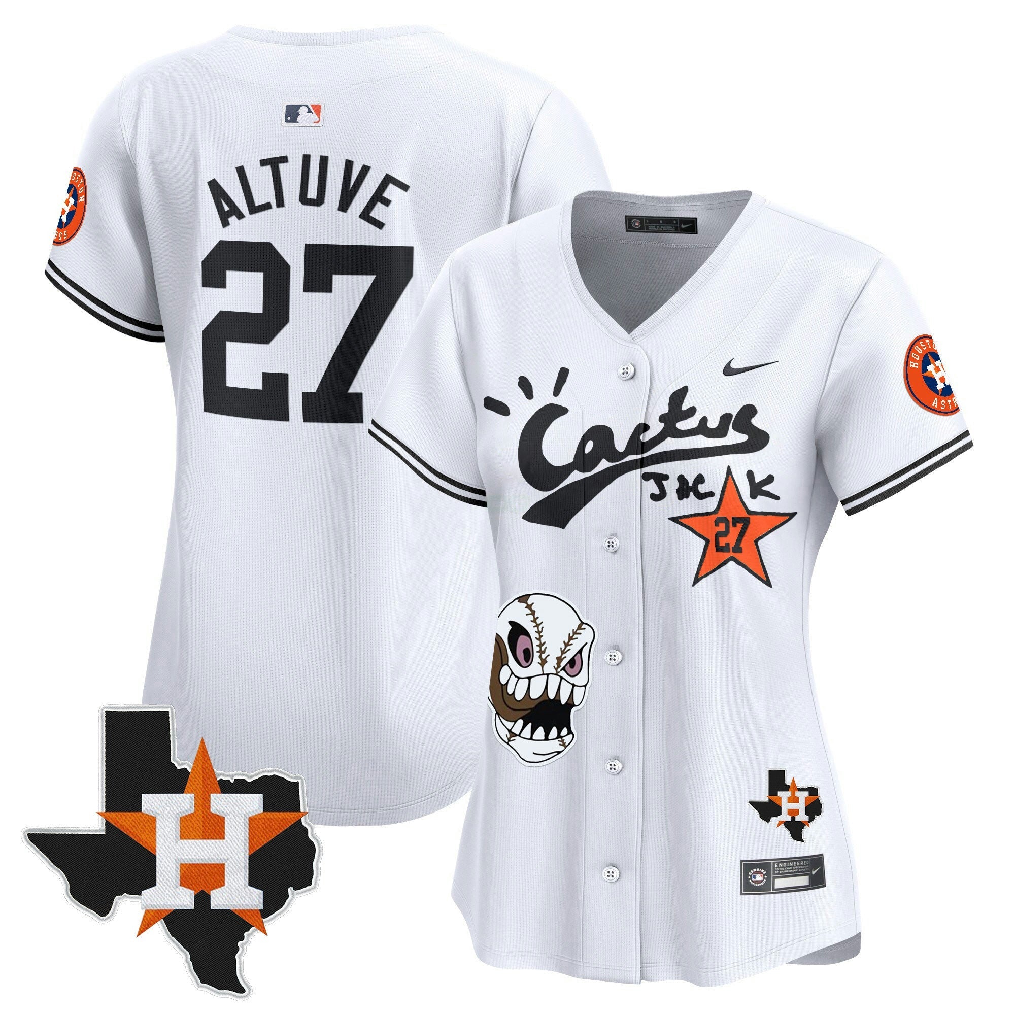 Camisa MLB Women’s Houston Cactus Jack Patch Vapor Premier Limited Jersey